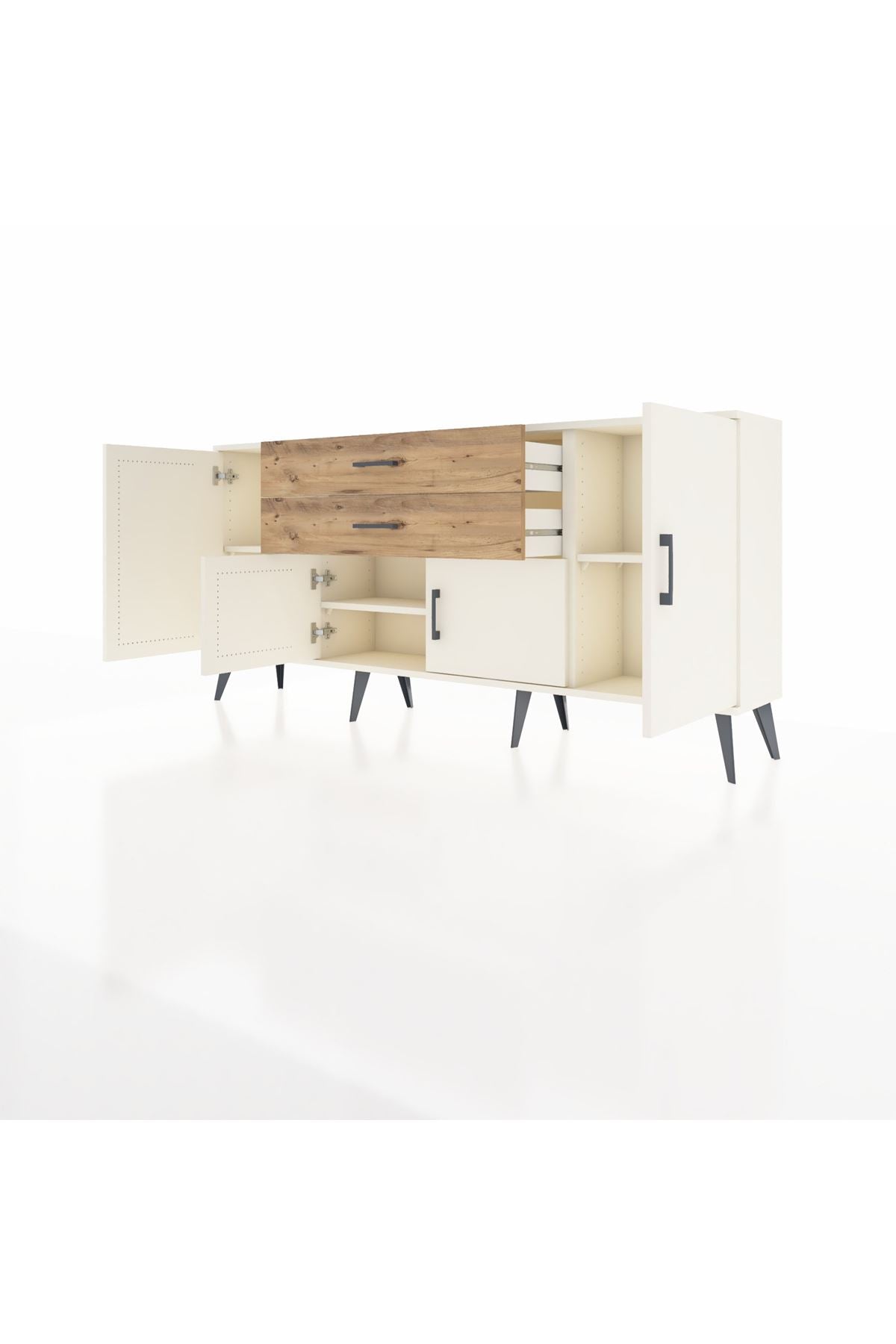 Arges Konsol 3 Raflı 2 Çekmeceli 4 Kapaklı 176x30x83 - S148M002V06A