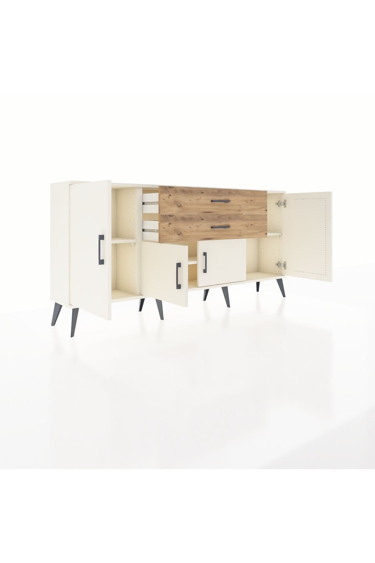 Arges Konsol 3 Raflı 2 Çekmeceli 4 Kapaklı 176x30x83 - S148M002V06A