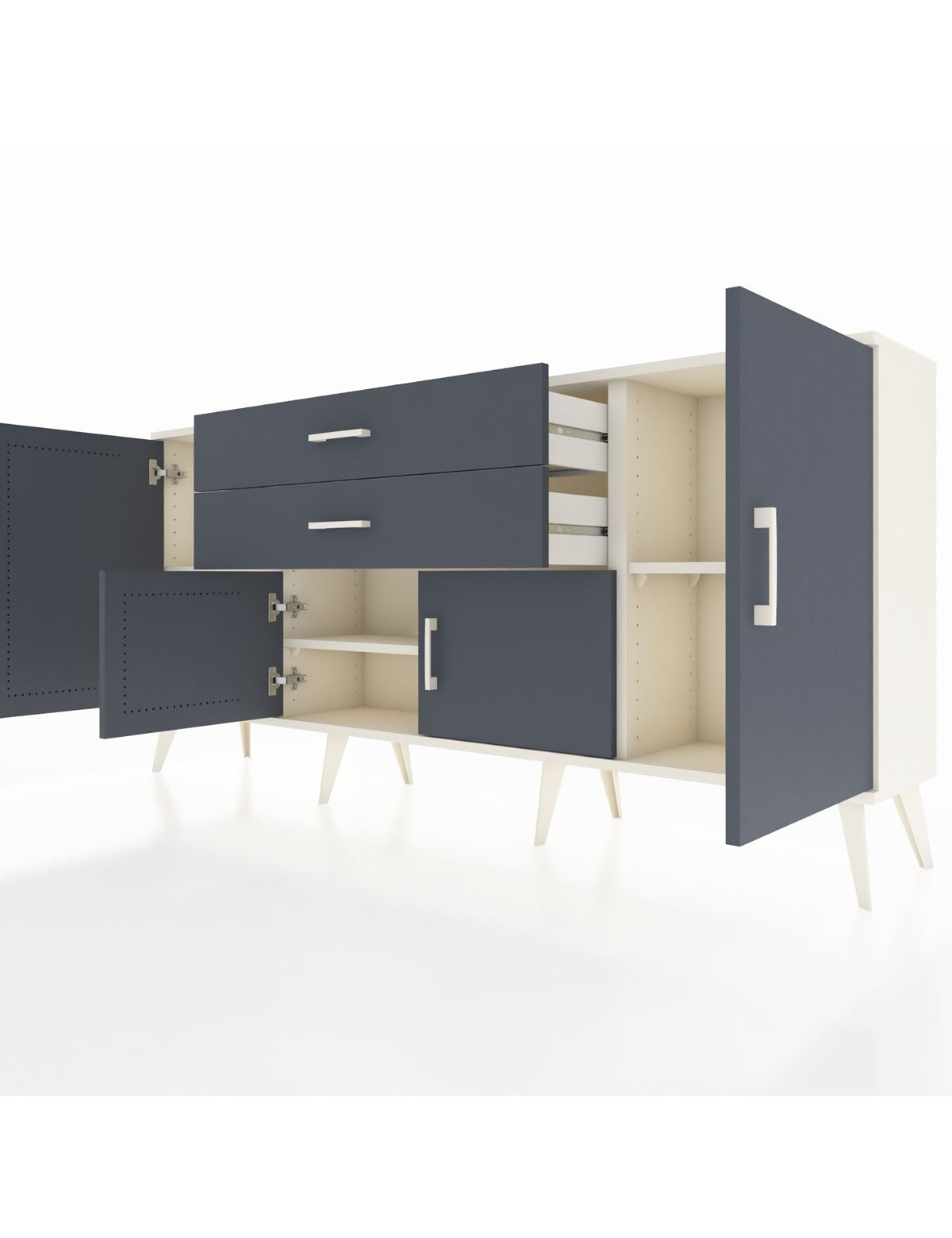 Arges Konsol 3 Raflı 2 Çekmeceli 4 Kapaklı 176x30x83 - S148M002V08A