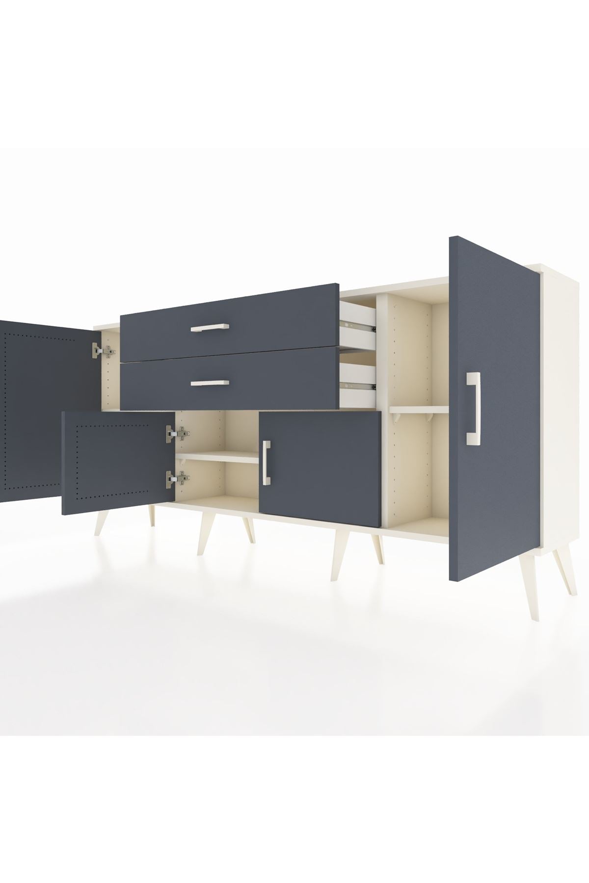 Arges Konsol 3 Raflı 2 Çekmeceli 4 Kapaklı 176x30x83 - S148M002V08A