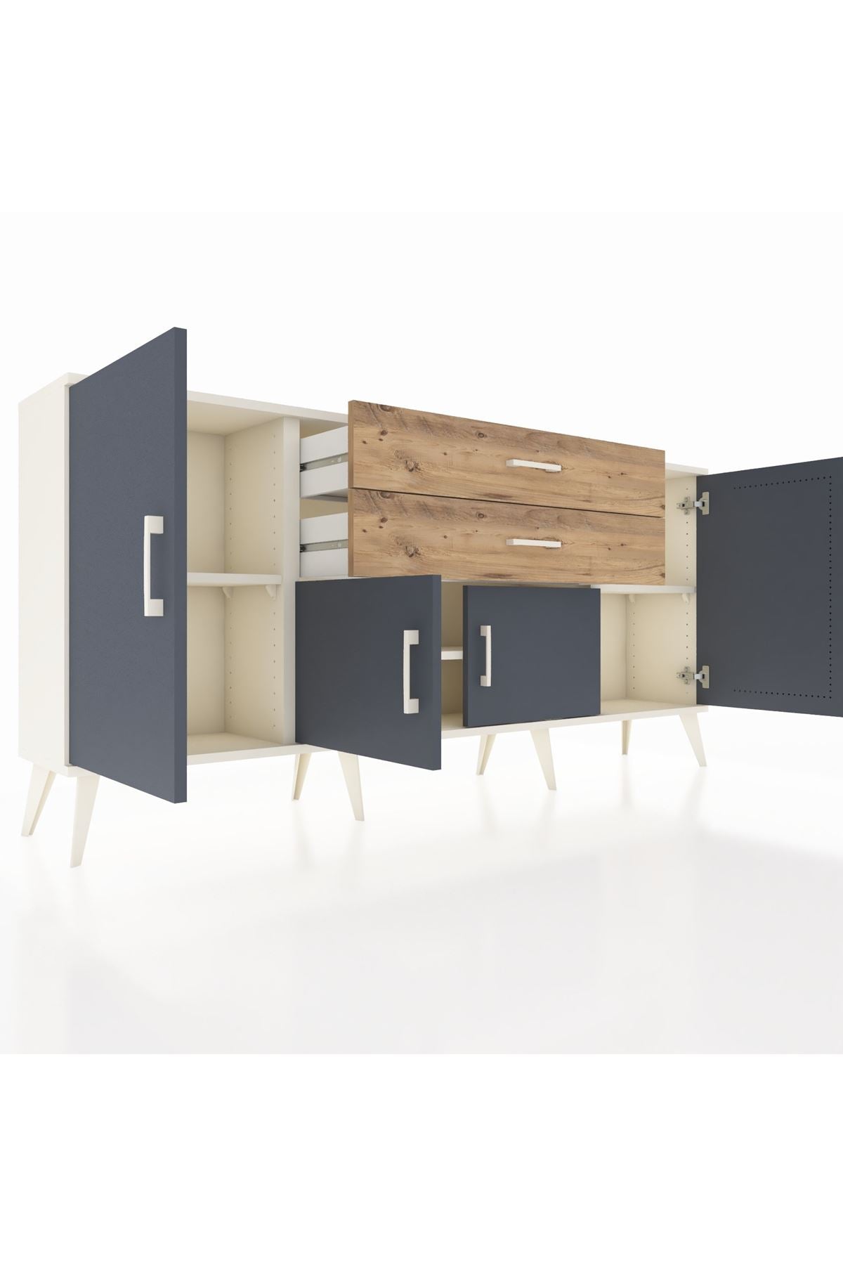 Arges Konsol 3 Raflı 2 Çekmeceli 4 Kapaklı 176x30x83 - S148M002V09A
