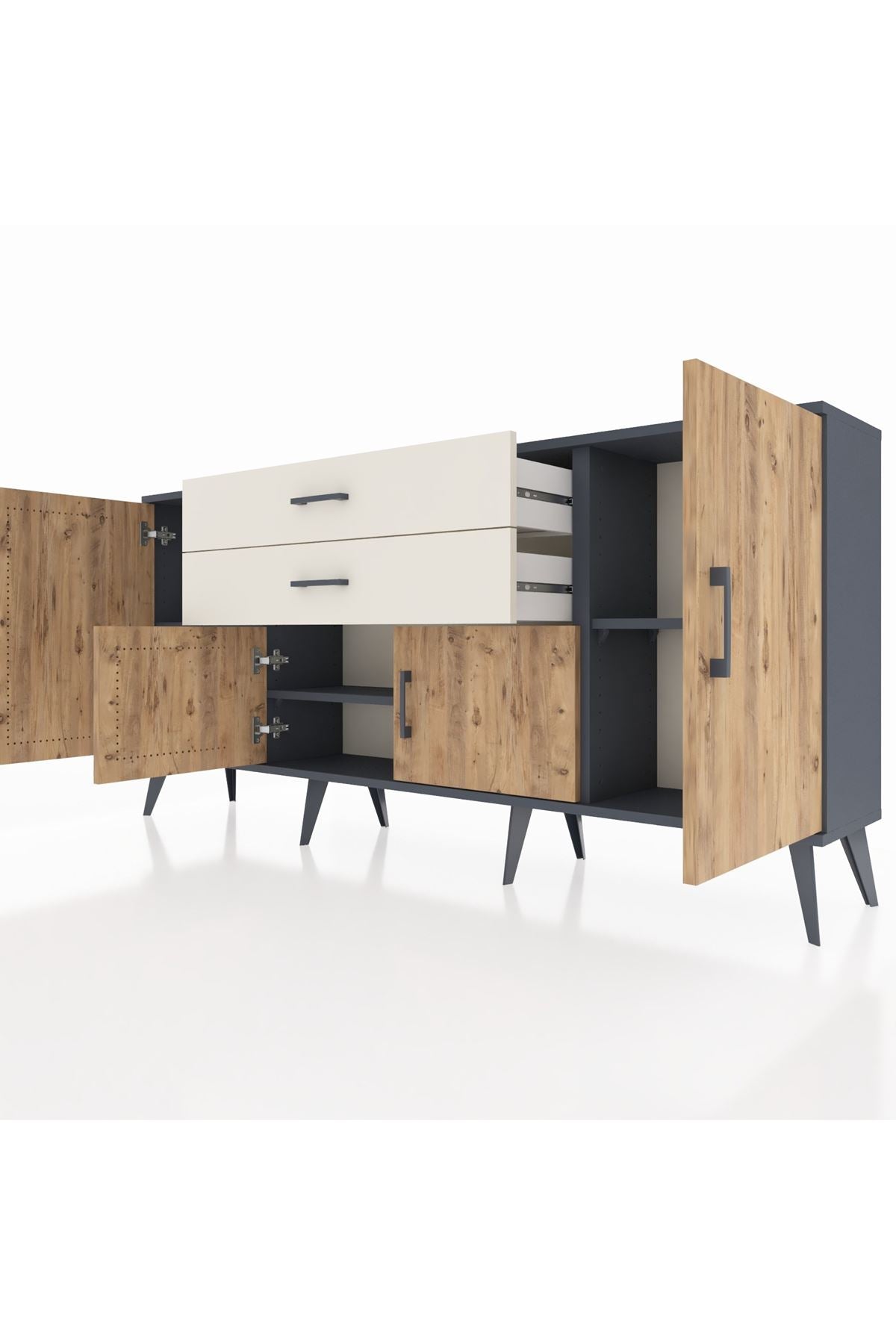 Arges Konsol 3 Raflı 2 Çekmeceli 4 Kapaklı 176x30x83 - S148M002V10A