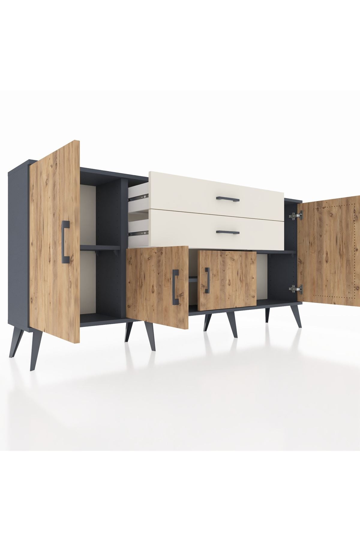 Arges Konsol 3 Raflı 2 Çekmeceli 4 Kapaklı 176x30x83 - S148M002V10A