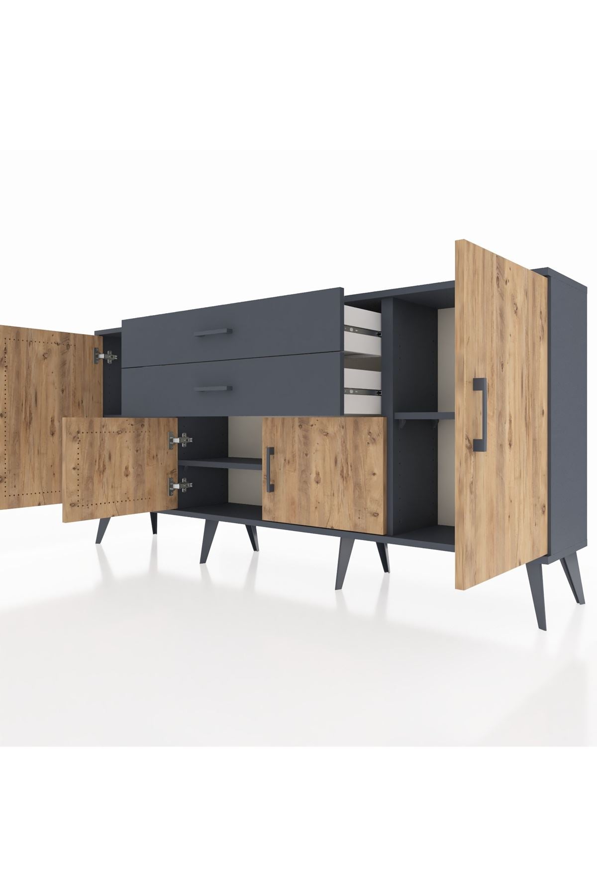Arges Konsol 3 Raflı 2 Çekmeceli 4 Kapaklı 176x30x83 - S148M002V11A