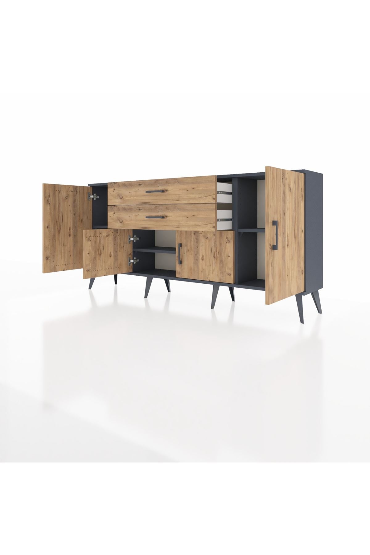 Arges Konsol 3 Raflı 2 Çekmeceli 4 Kapaklı 176x30x83 - S148M002V12A