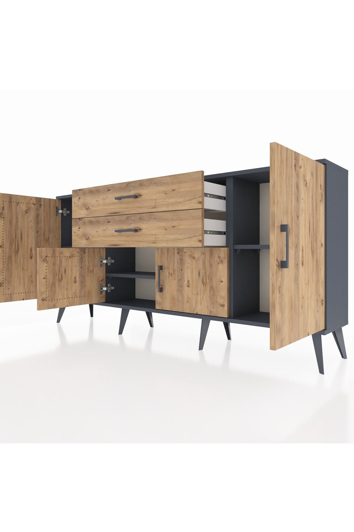 Arges Konsol 3 Raflı 2 Çekmeceli 4 Kapaklı 176x30x83 - S148M002V12A