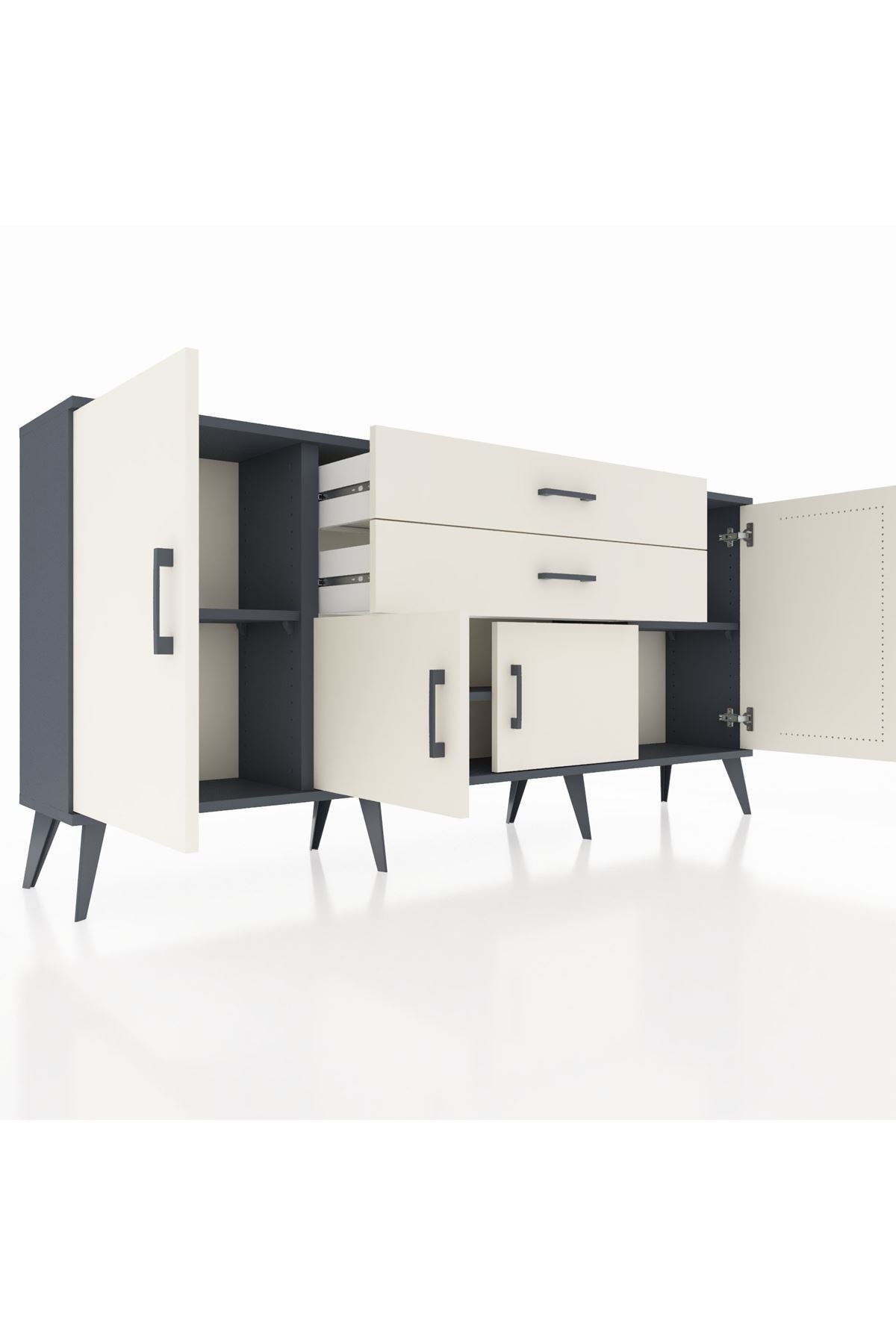 Arges Konsol 3 Raflı 2 Çekmeceli 4 Kapaklı 176x30x83 - S148M002V13A
