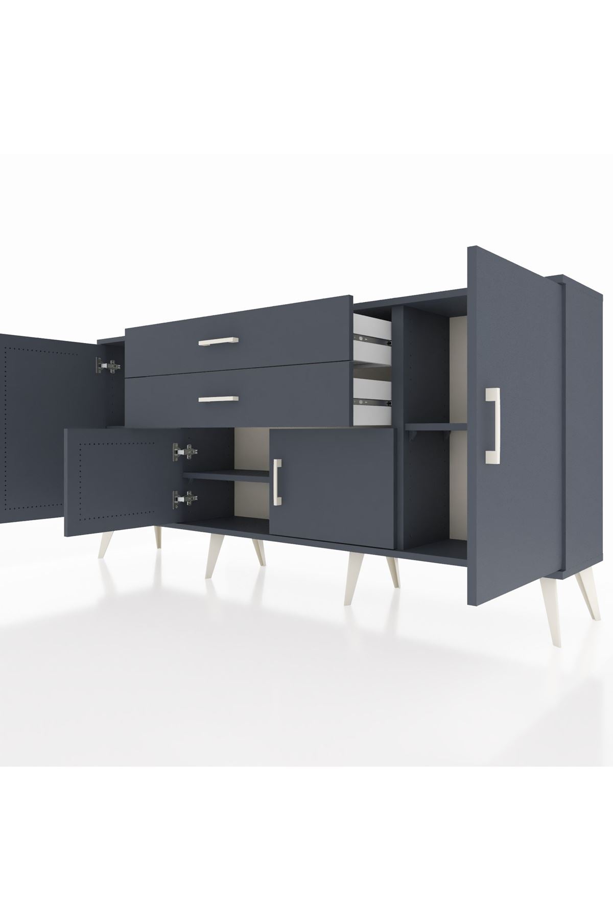 Arges Konsol 3 Raflı 2 Çekmeceli 4 Kapaklı 176x30x83 - S148M002V17A