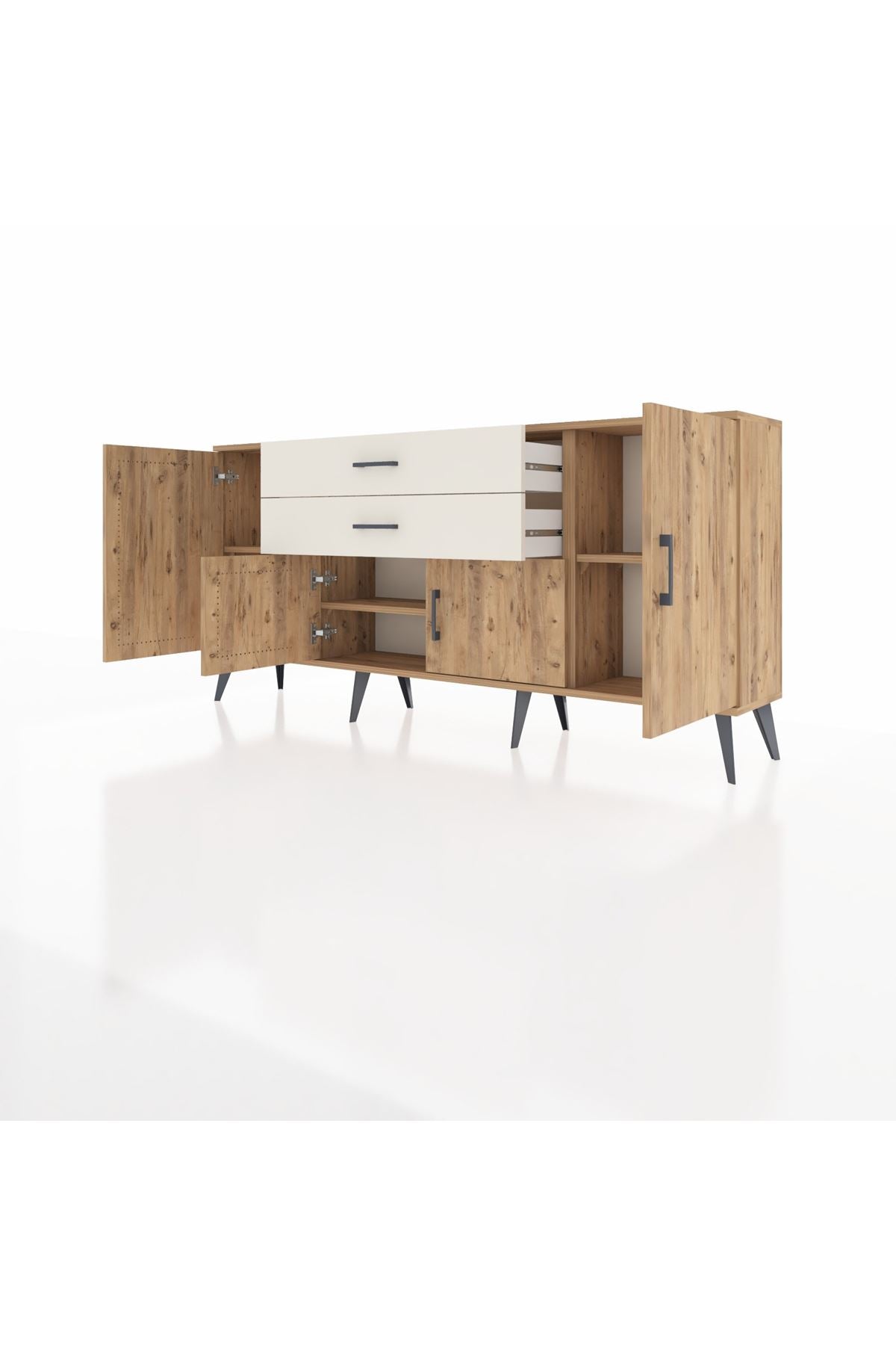Arges Konsol 3 Raflı 2 Çekmeceli 4 Kapaklı 176x30x83 - S148M002V19A
