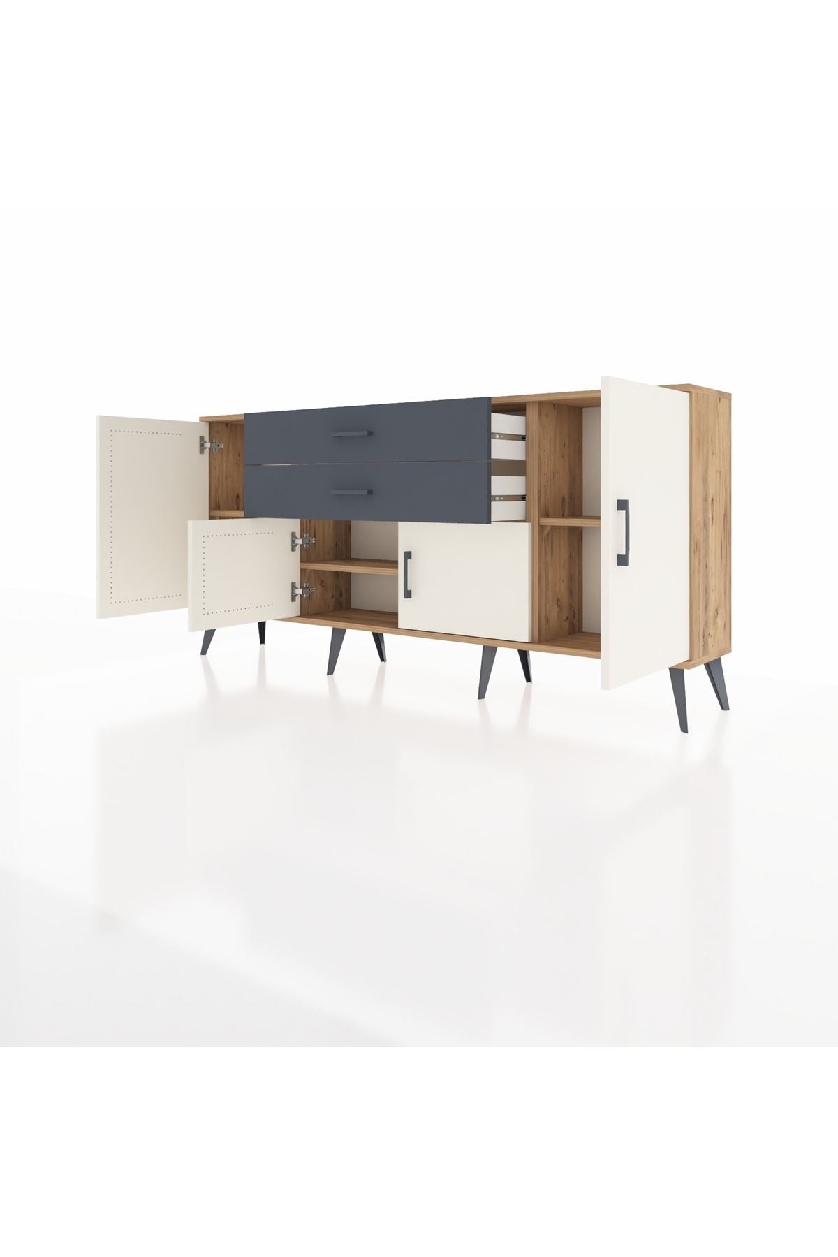 Arges Konsol 3 Raflı 2 Çekmeceli 4 Kapaklı 176x30x83 - S148M002V23A