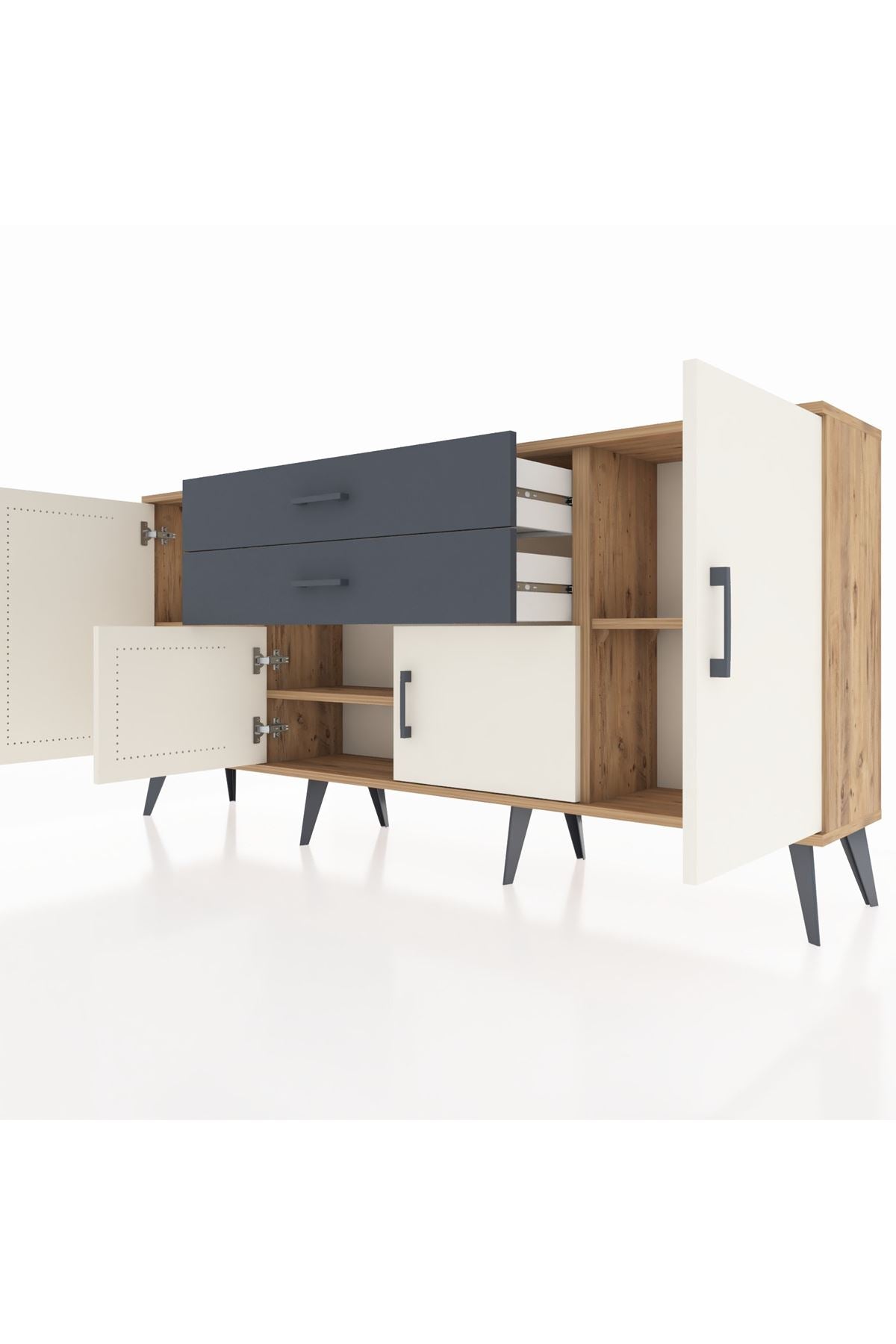Arges Konsol 3 Raflı 2 Çekmeceli 4 Kapaklı 176x30x83 - S148M002V23A