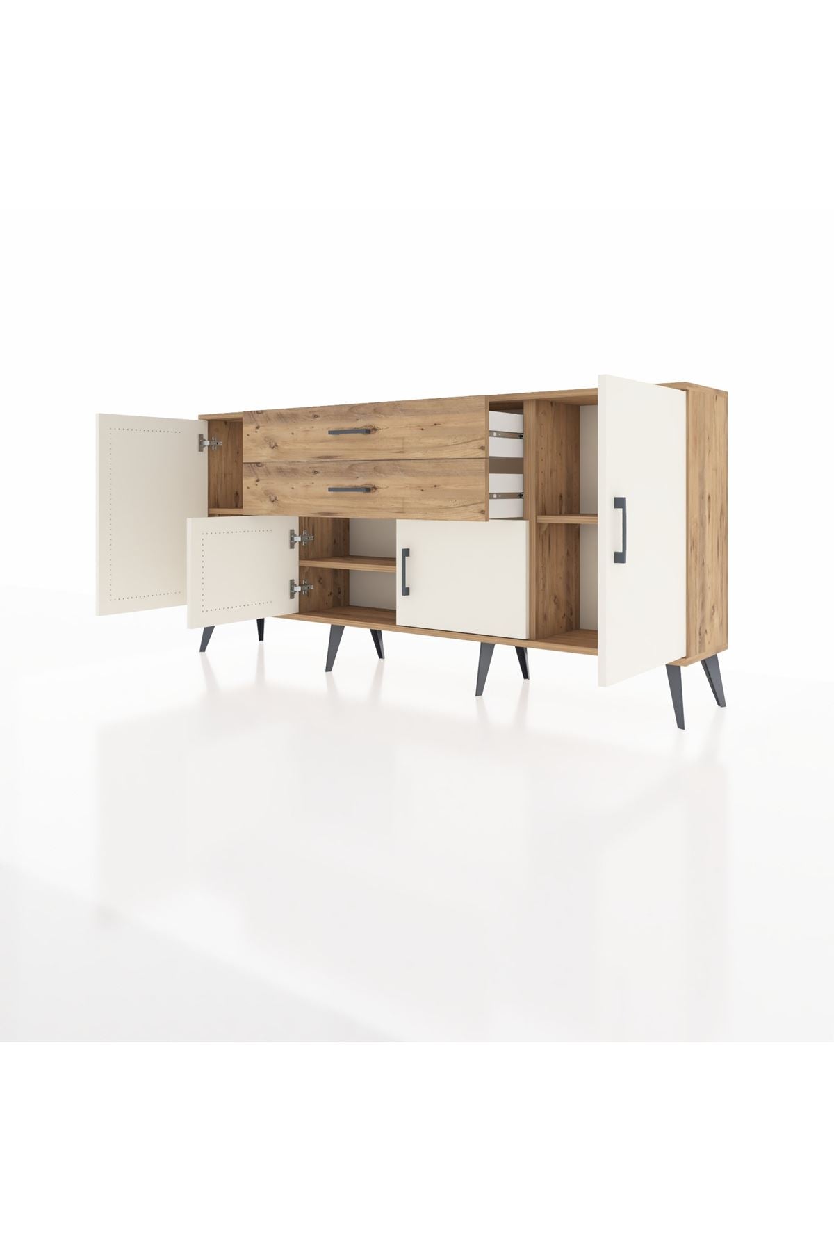 Arges Konsol 3 Raflı 2 Çekmeceli 4 Kapaklı 176x30x83 - S148M002V24A