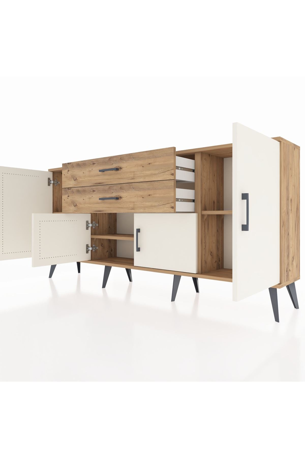 Arges Konsol 3 Raflı 2 Çekmeceli 4 Kapaklı 176x30x83 - S148M002V24A