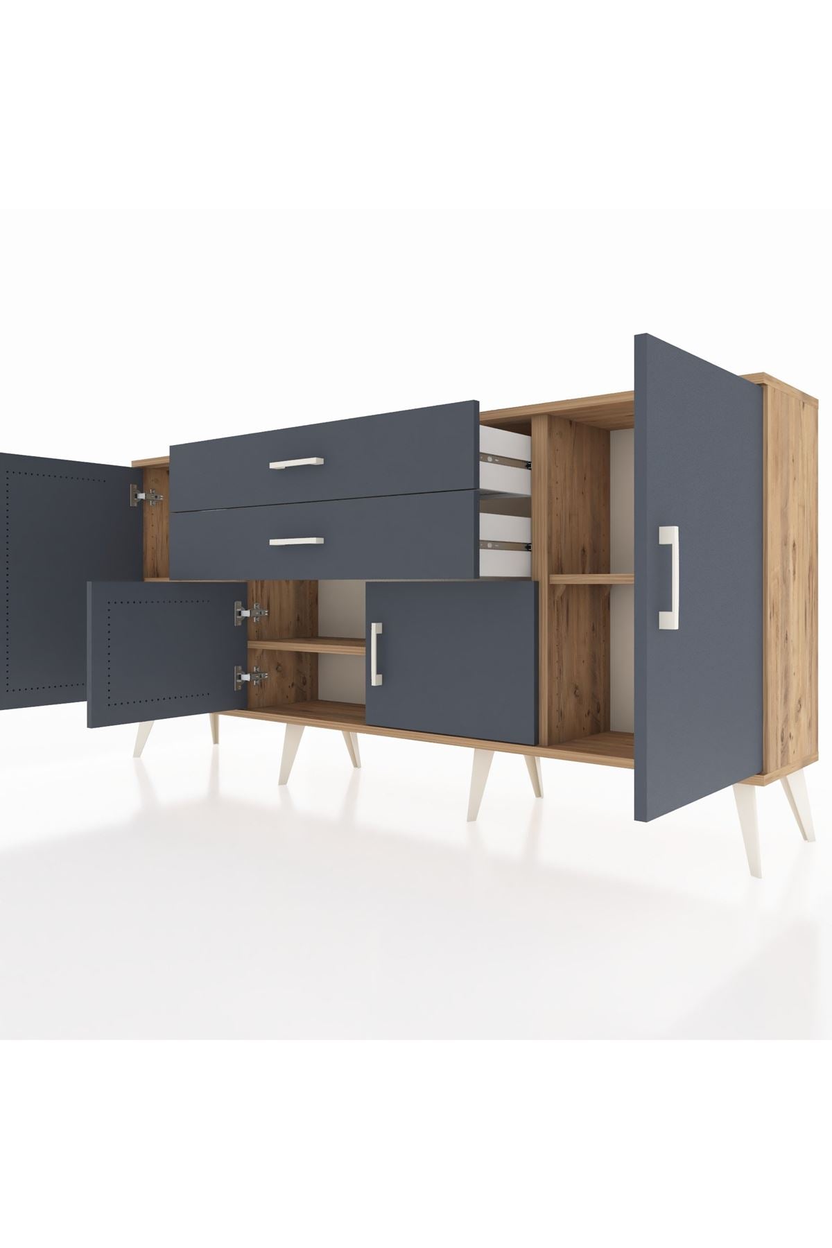 Arges Konsol 3 Raflı 2 Çekmeceli 4 Kapaklı 176x30x83 - S148M002V26A