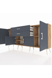 Arges Konsol 3 Raflı 2 Çekmeceli 4 Kapaklı 176x30x83 - S148M002V26A