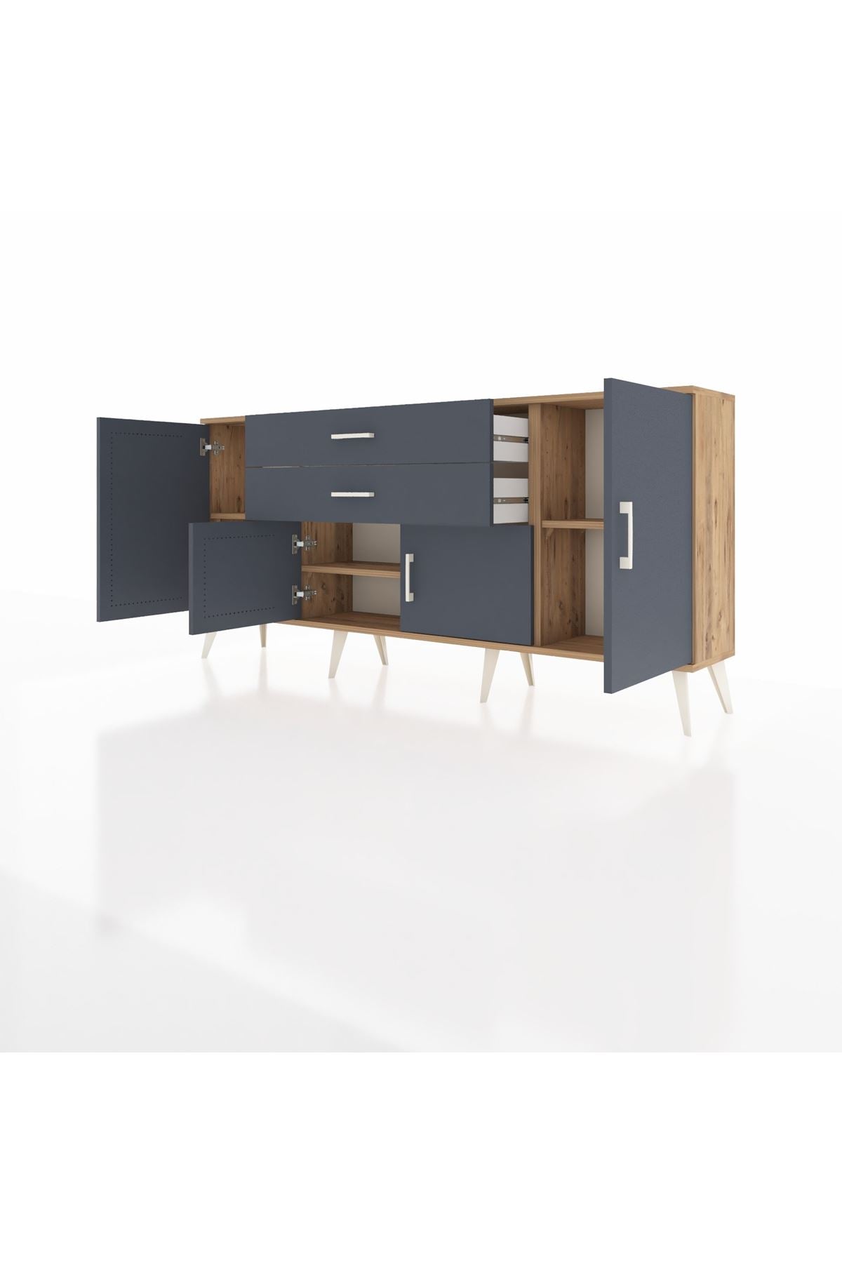 Arges Konsol 3 Raflı 2 Çekmeceli 4 Kapaklı 176x30x83 - S148M002V26A