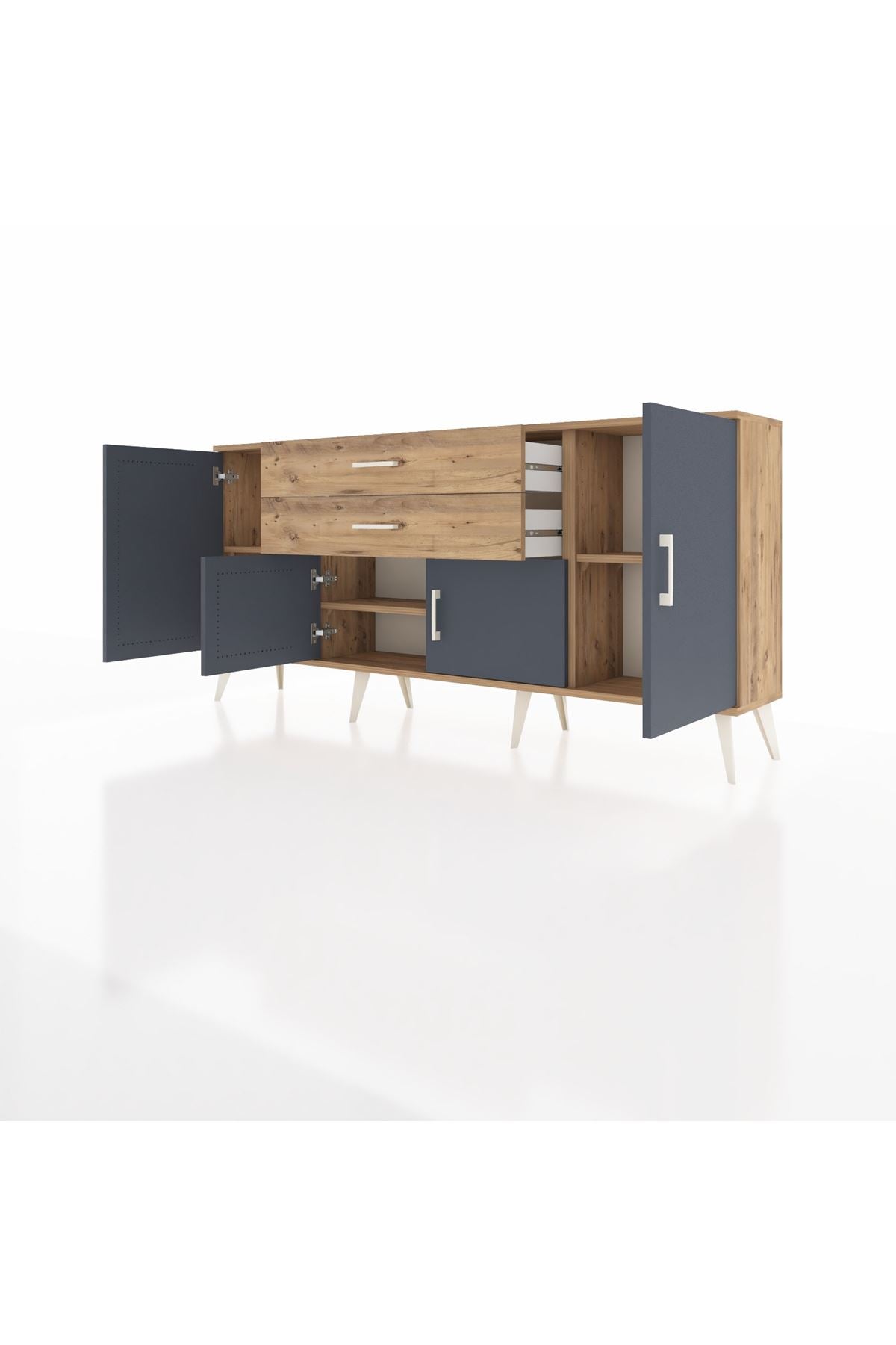 Arges Konsol 3 Raflı 2 Çekmeceli 4 Kapaklı 176x30x83 - S148M002V27A