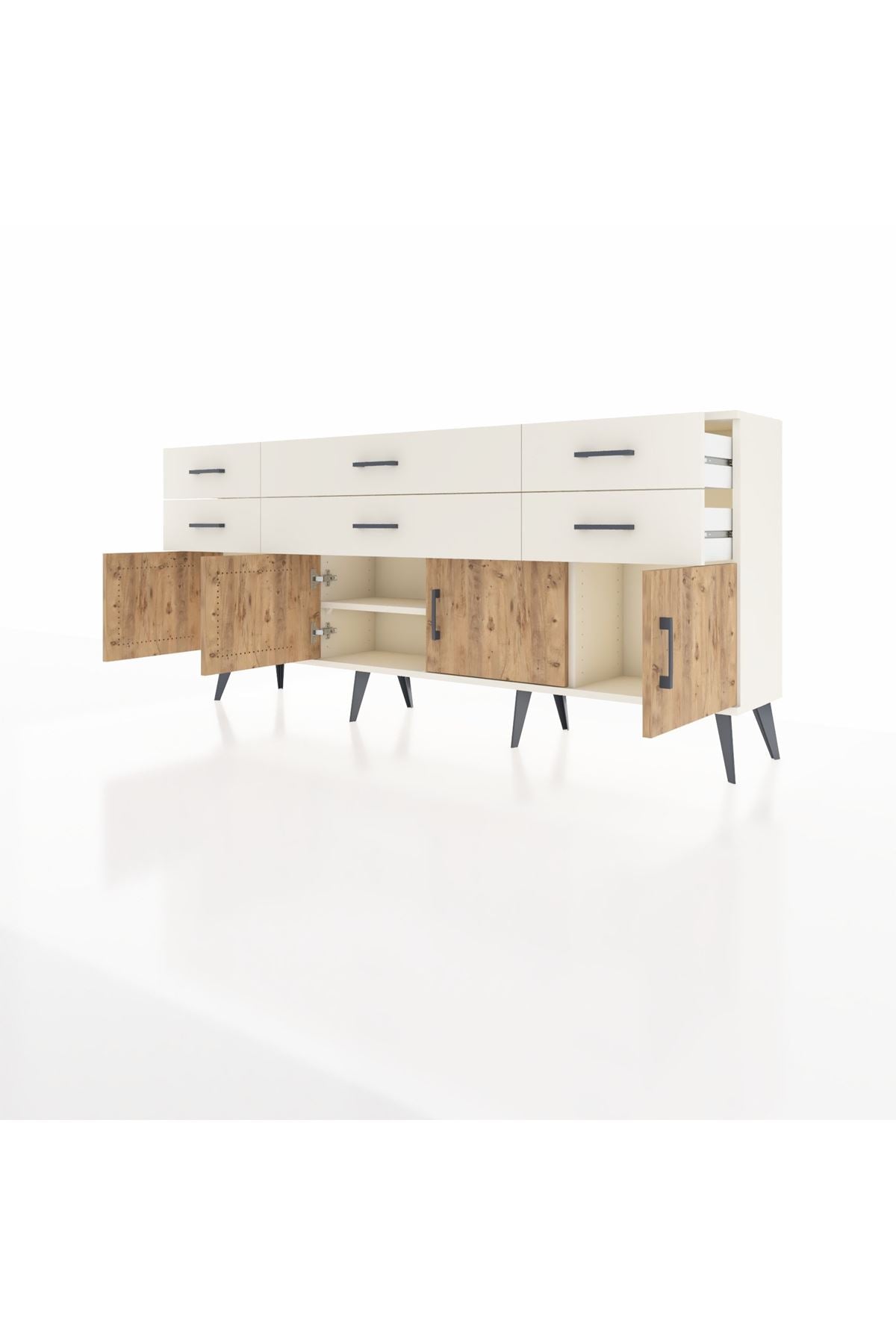 Arges Konsol 2 Raflı 6 Çekmeceli 4 Kapaklı 176x30x83 - S148M003V01A