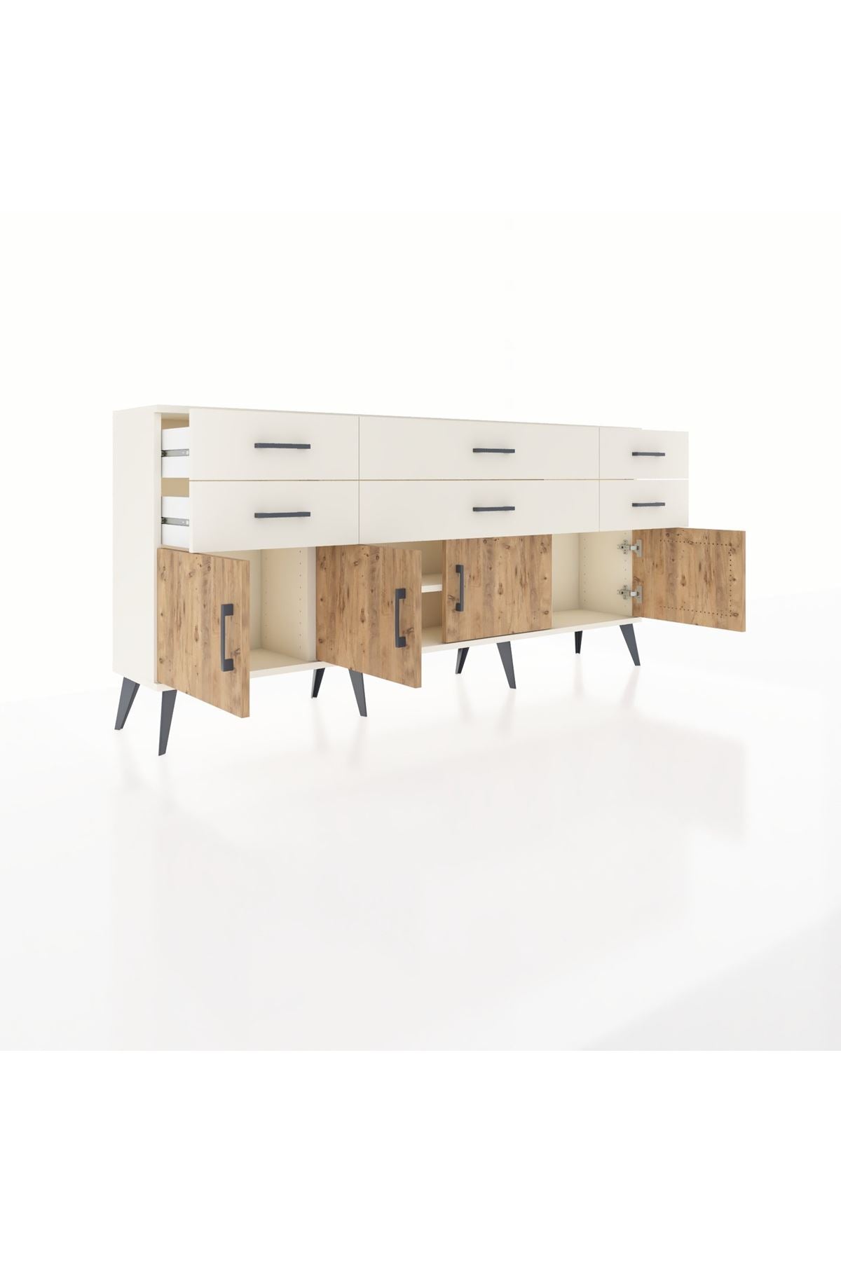Arges Konsol 2 Raflı 6 Çekmeceli 4 Kapaklı 176x30x83 - S148M003V01A