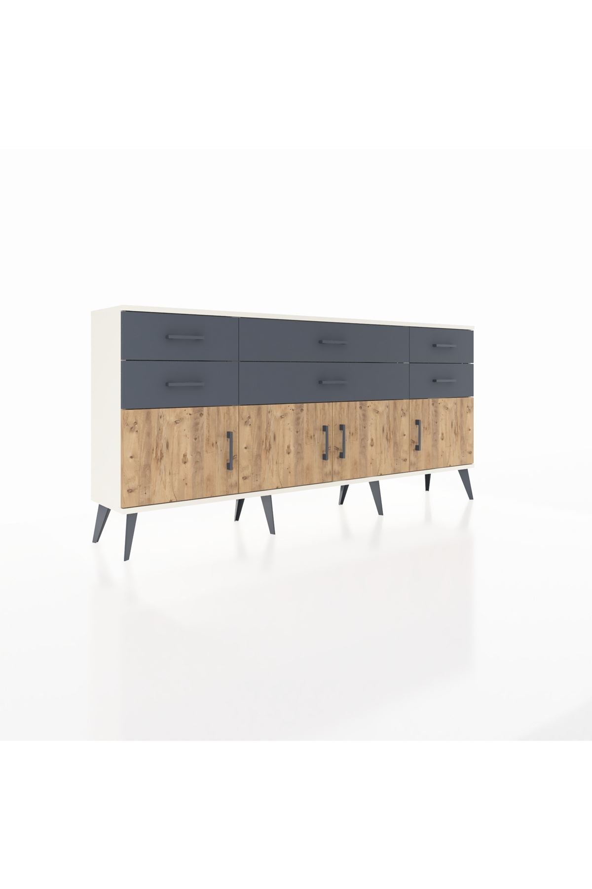 Arges Konsol 2 Raflı 6 Çekmeceli 4 Kapaklı 176x30x83 - S148M003V02A