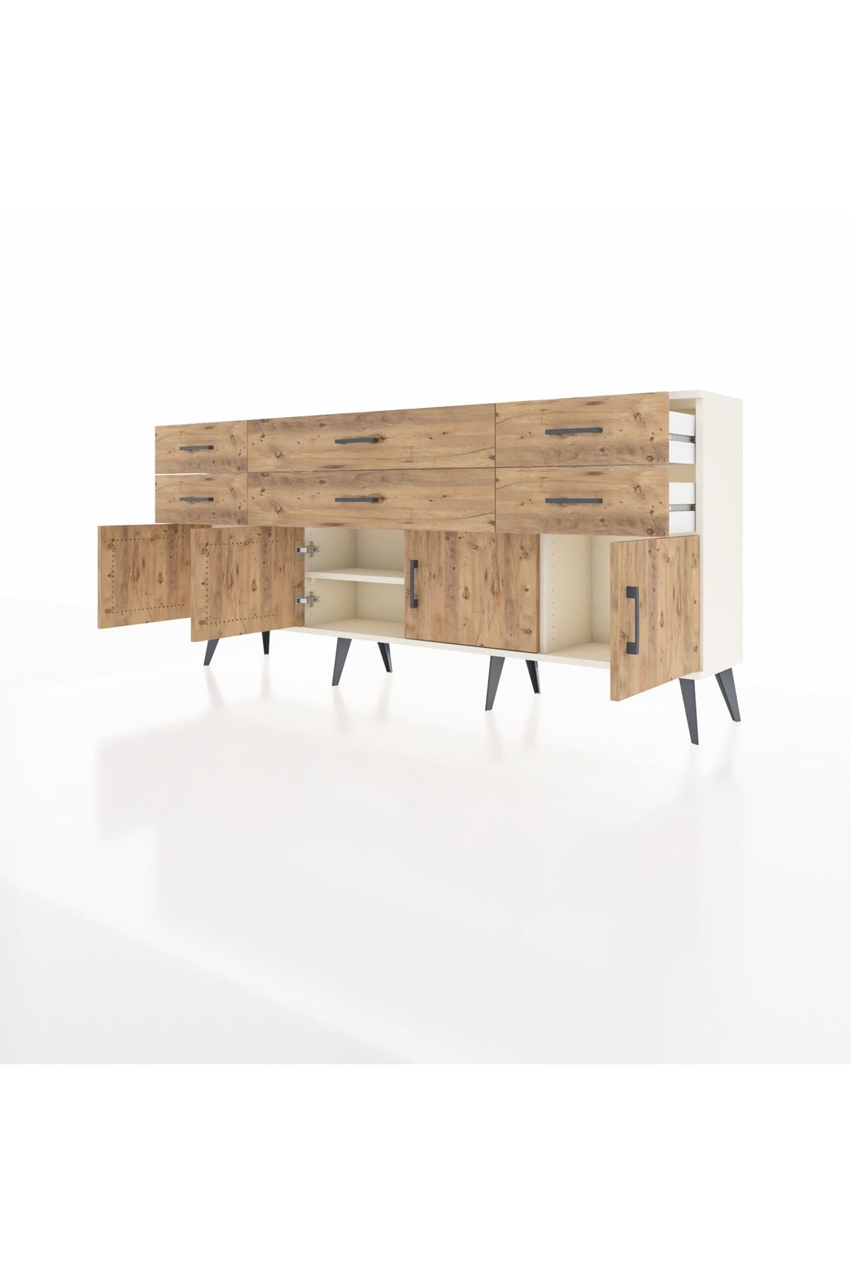 Arges Konsol 2 Raflı 6 Çekmeceli 4 Kapaklı 176x30x83 - S148M003V03A