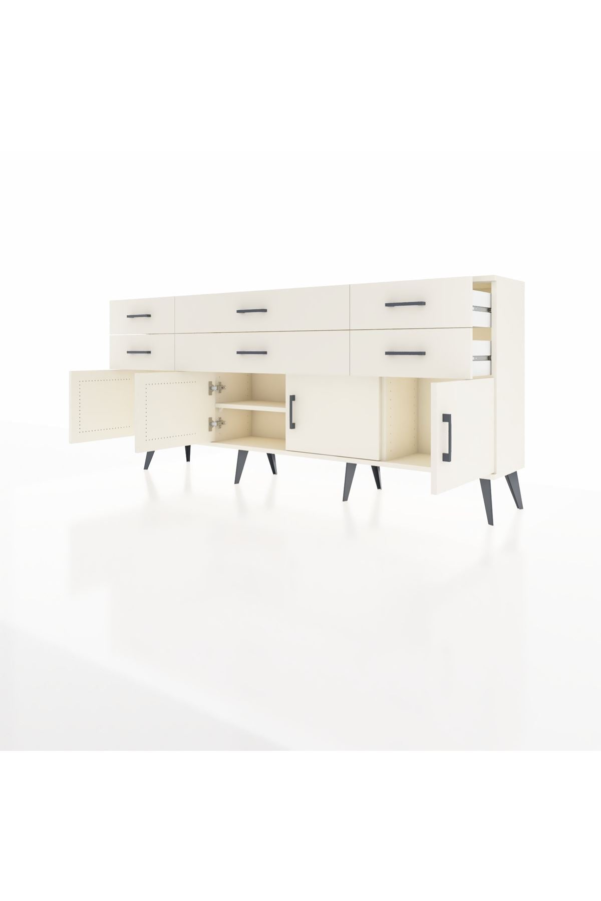 Arges Konsol 2 Raflı 6 Çekmeceli 4 Kapaklı 176x30x83 - S148M003V04A