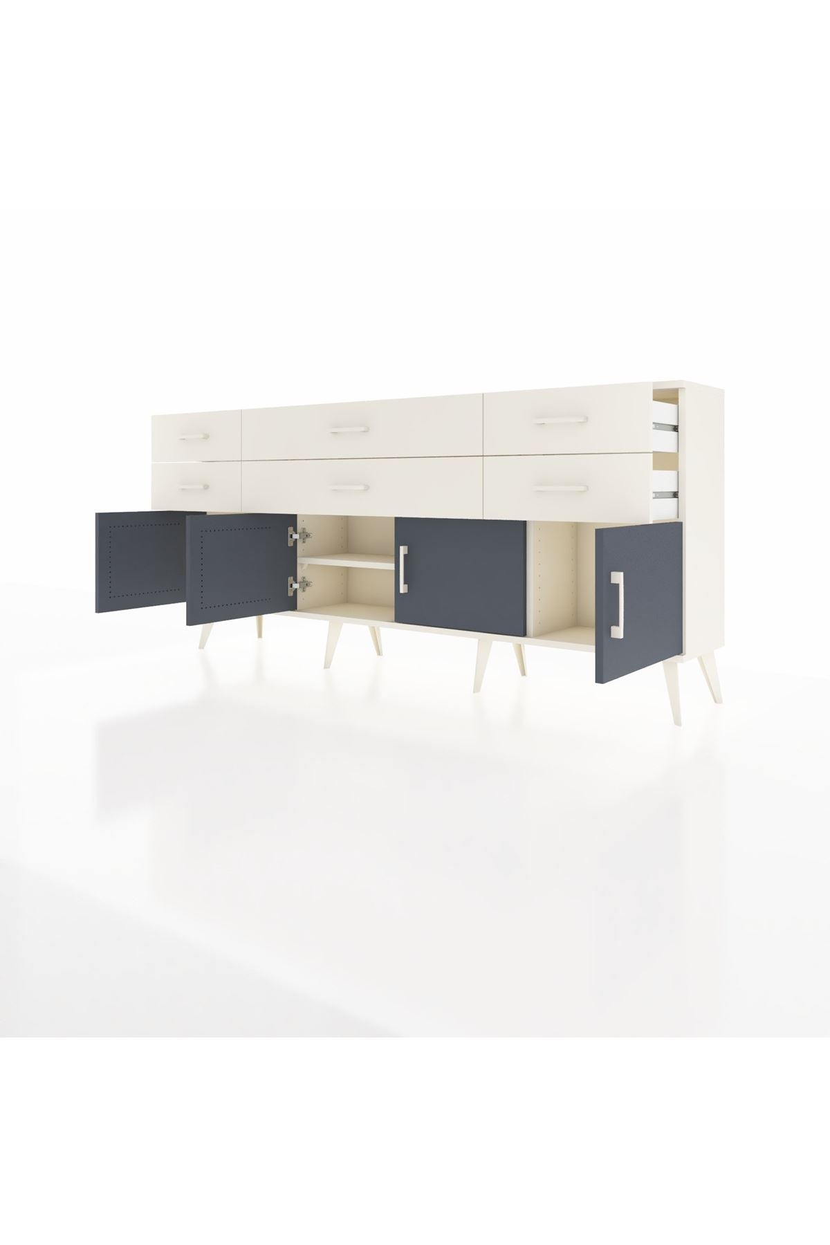 Arges Konsol 2 Raflı 6 Çekmeceli 4 Kapaklı 176x30x83 - S148M003V07A