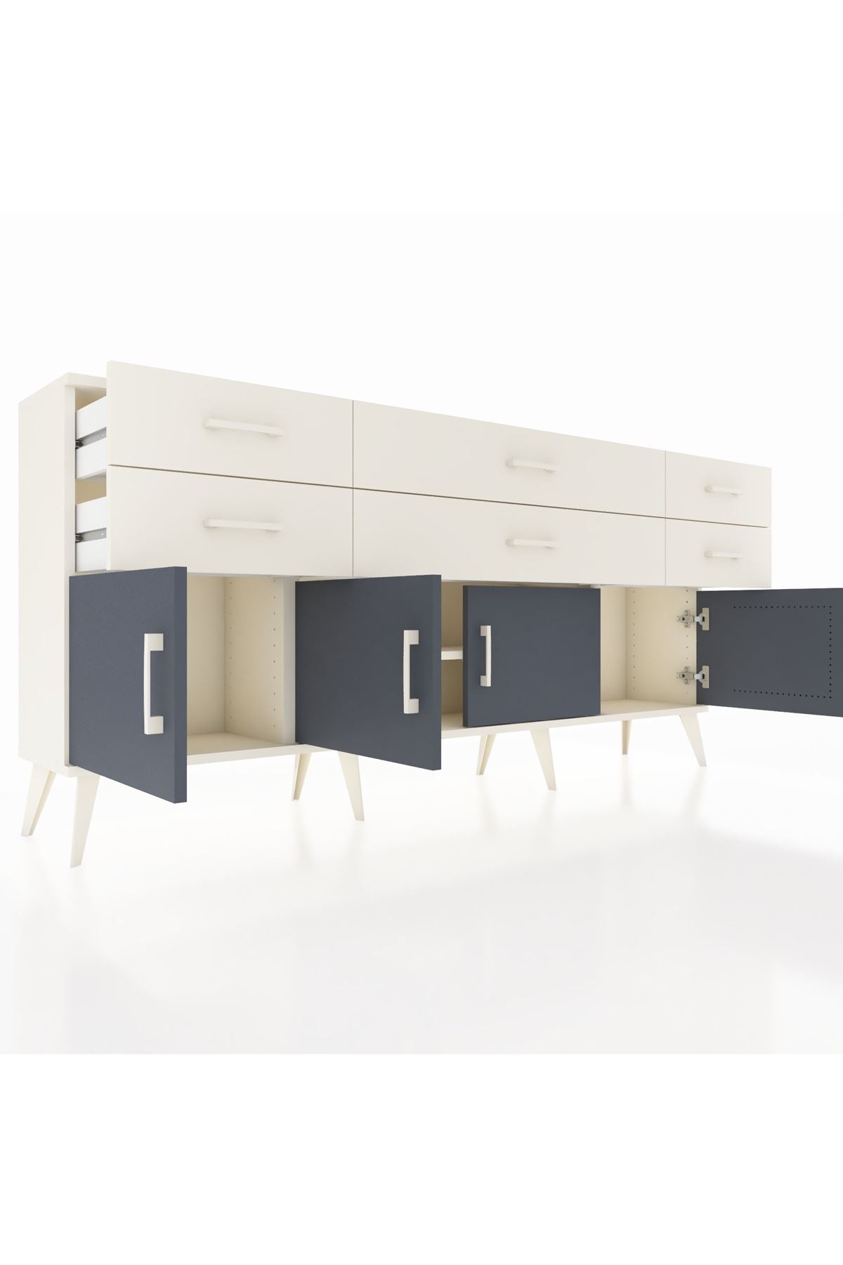 Arges Konsol 2 Raflı 6 Çekmeceli 4 Kapaklı 176x30x83 - S148M003V07A
