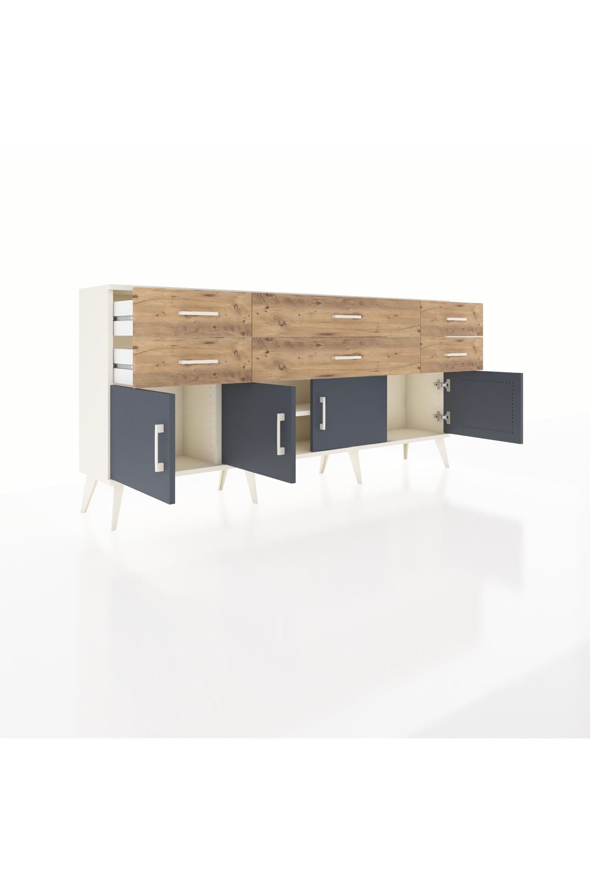 Arges Konsol 2 Raflı 6 Çekmeceli 4 Kapaklı 176x30x83 - S148M003V09A