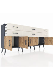 Arges Konsol 2 Raflı 6 Çekmeceli 4 Kapaklı 176x30x83 - S148M003V10A