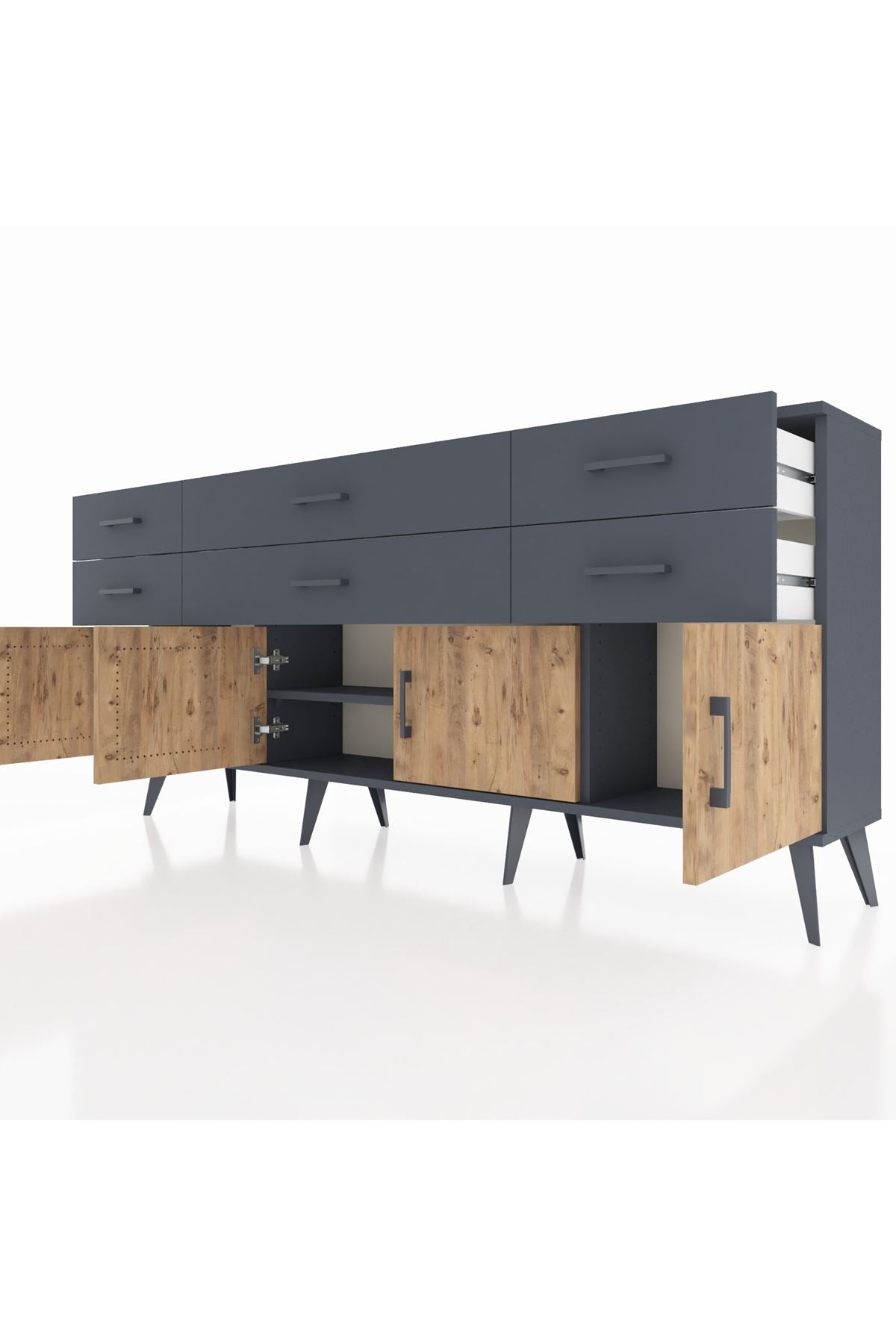 Arges Konsol 2 Raflı 6 Çekmeceli 4 Kapaklı 176x30x83 - S148M003V11A
