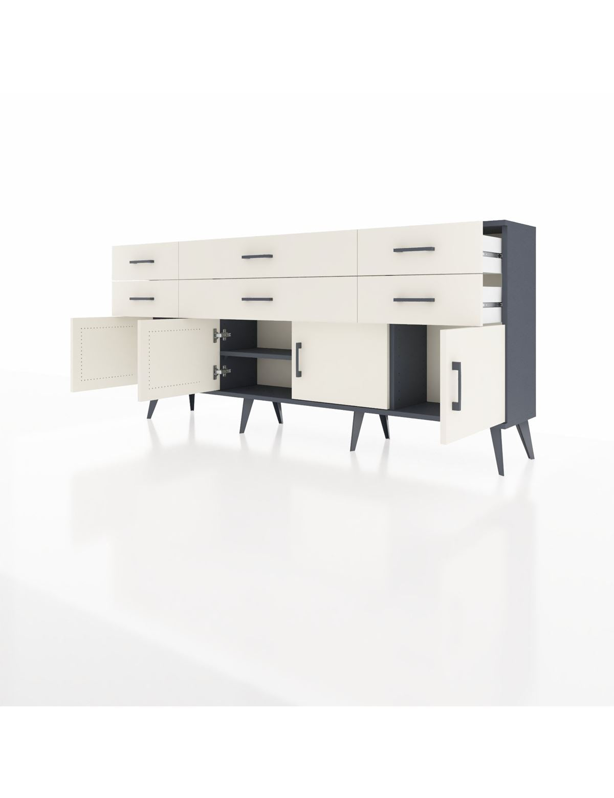 Arges Konsol 2 Raflı 6 Çekmeceli 4 Kapaklı 176x30x83 - S148M003V13A