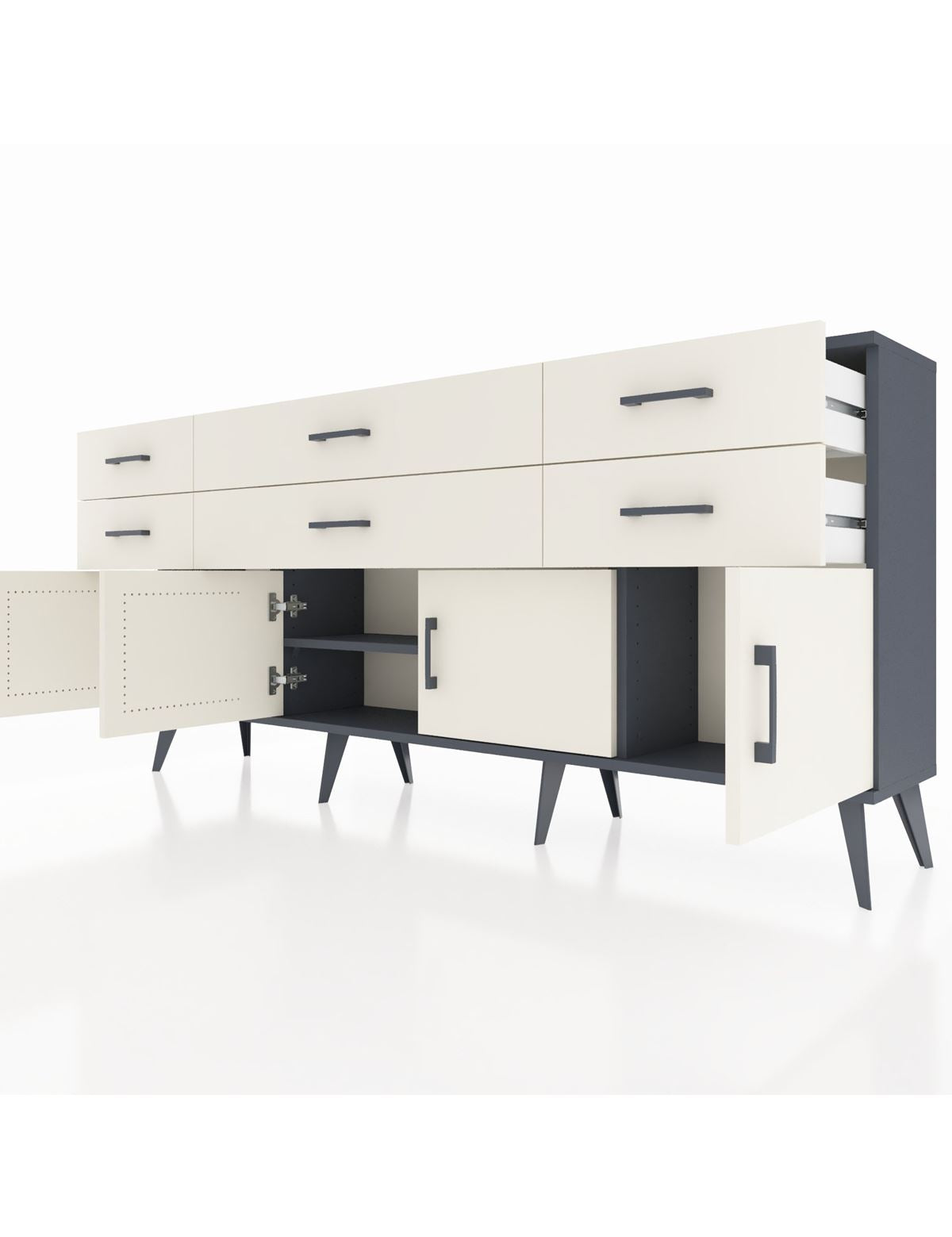 Arges Konsol 2 Raflı 6 Çekmeceli 4 Kapaklı 176x30x83 - S148M003V13A
