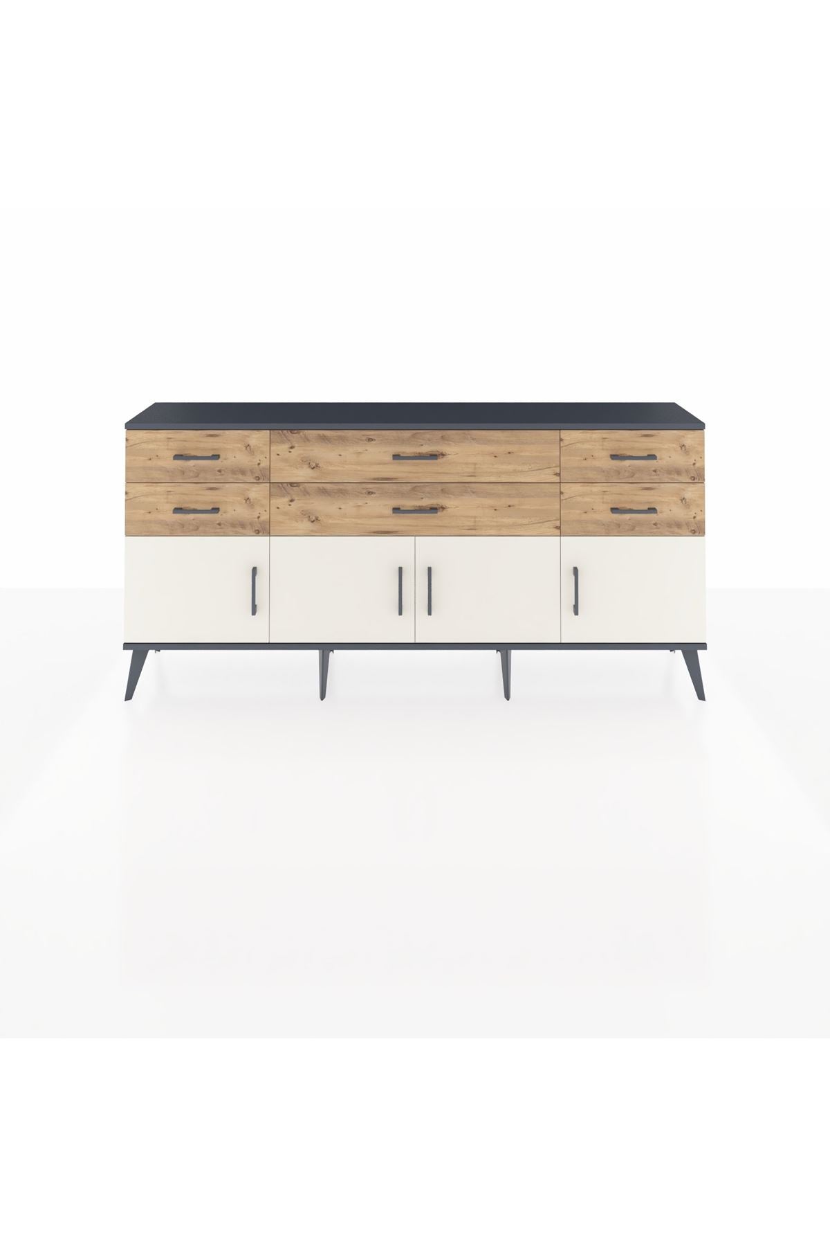 Arges Konsol 2 Raflı 6 Çekmeceli 4 Kapaklı 176x30x83 - S148M003V15A