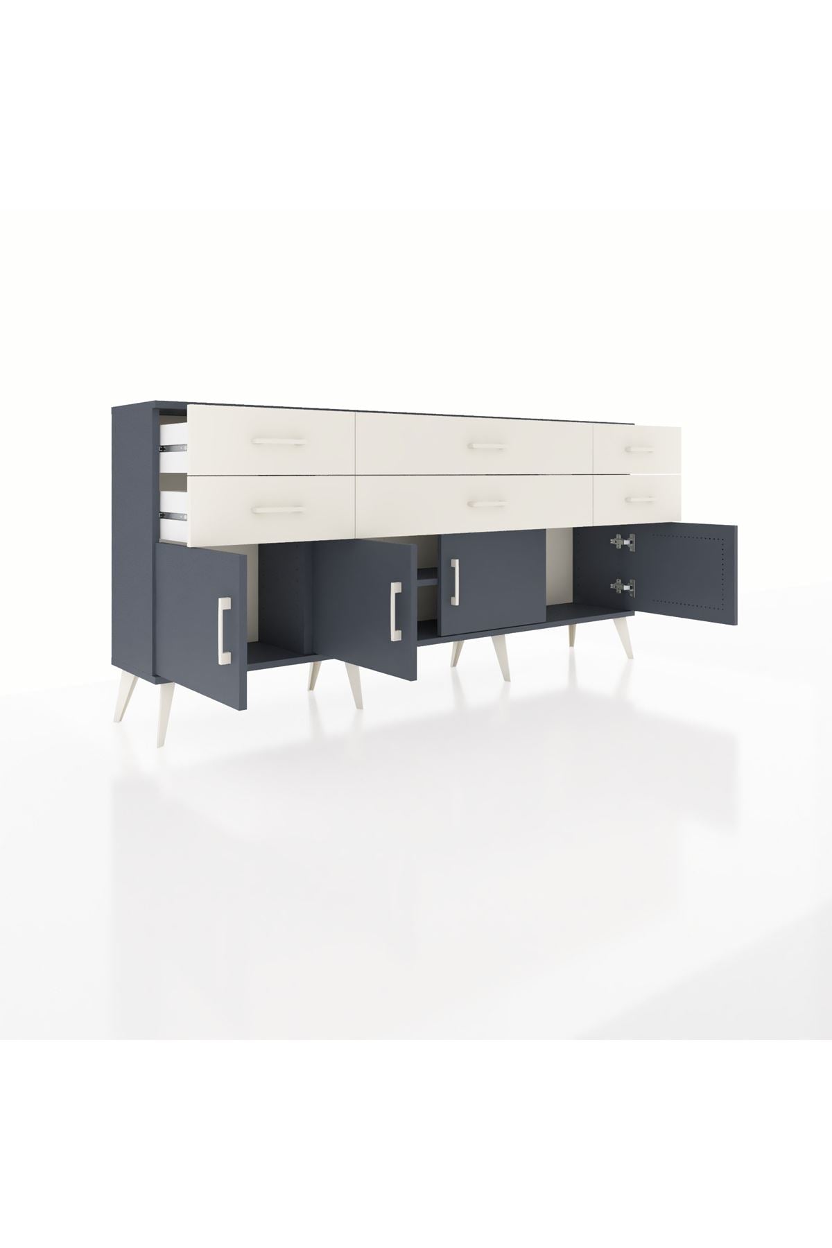 Arges Konsol 2 Raflı 6 Çekmeceli 4 Kapaklı 176x30x83 - S148M003V16A