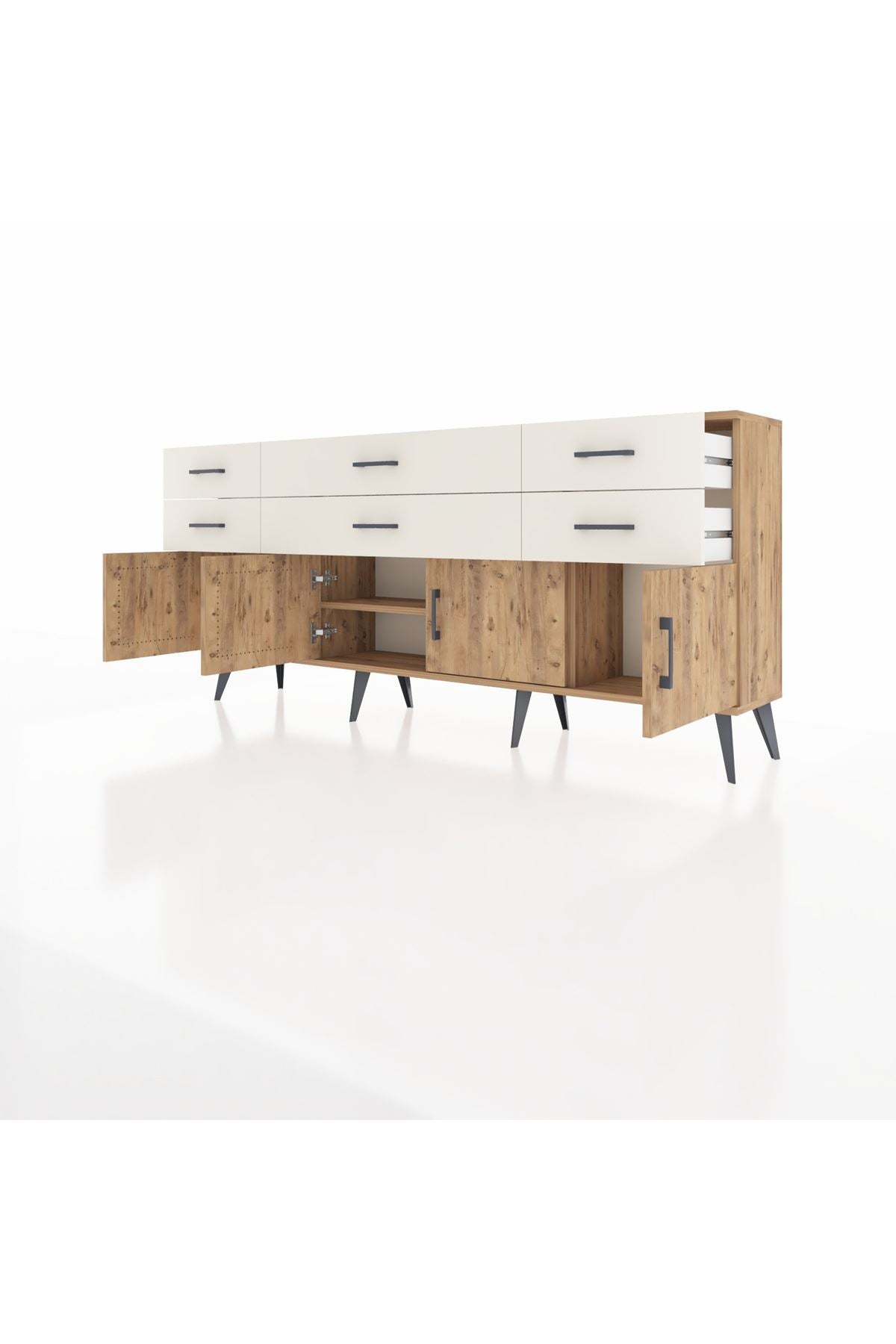 Arges Konsol 2 Raflı 6 Çekmeceli 4 Kapaklı 176x30x83 - S148M003V19A