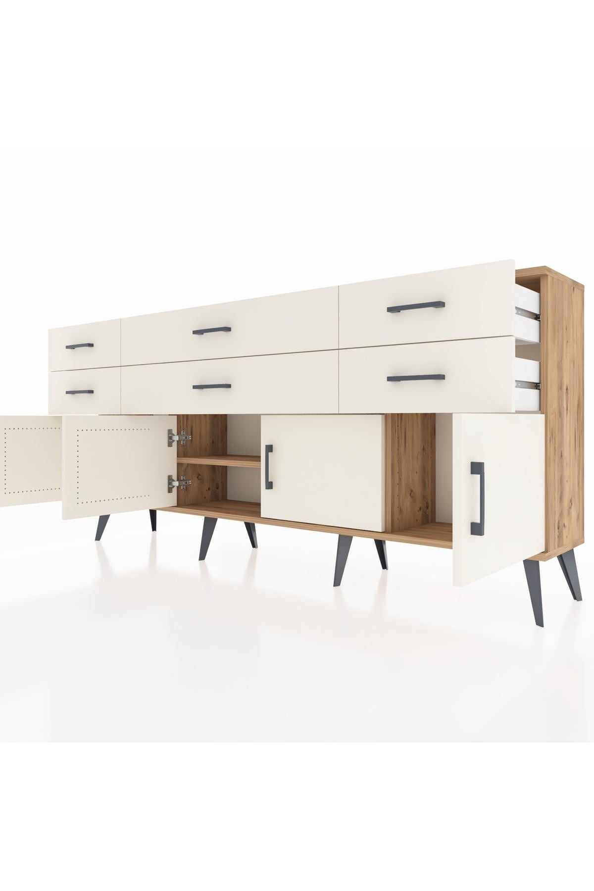 Arges Konsol 2 Raflı 6 Çekmeceli 4 Kapaklı 176x30x83 - S148M003V22A