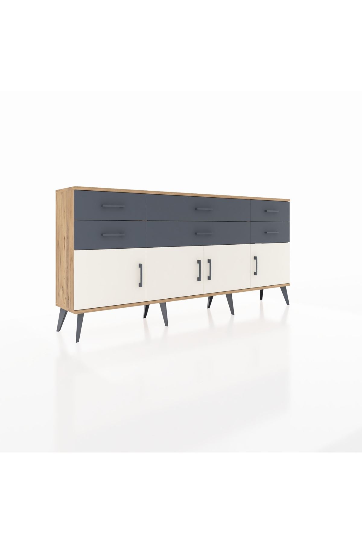 Arges Konsol 2 Raflı 6 Çekmeceli 4 Kapaklı 176x30x83 - S148M003V23A