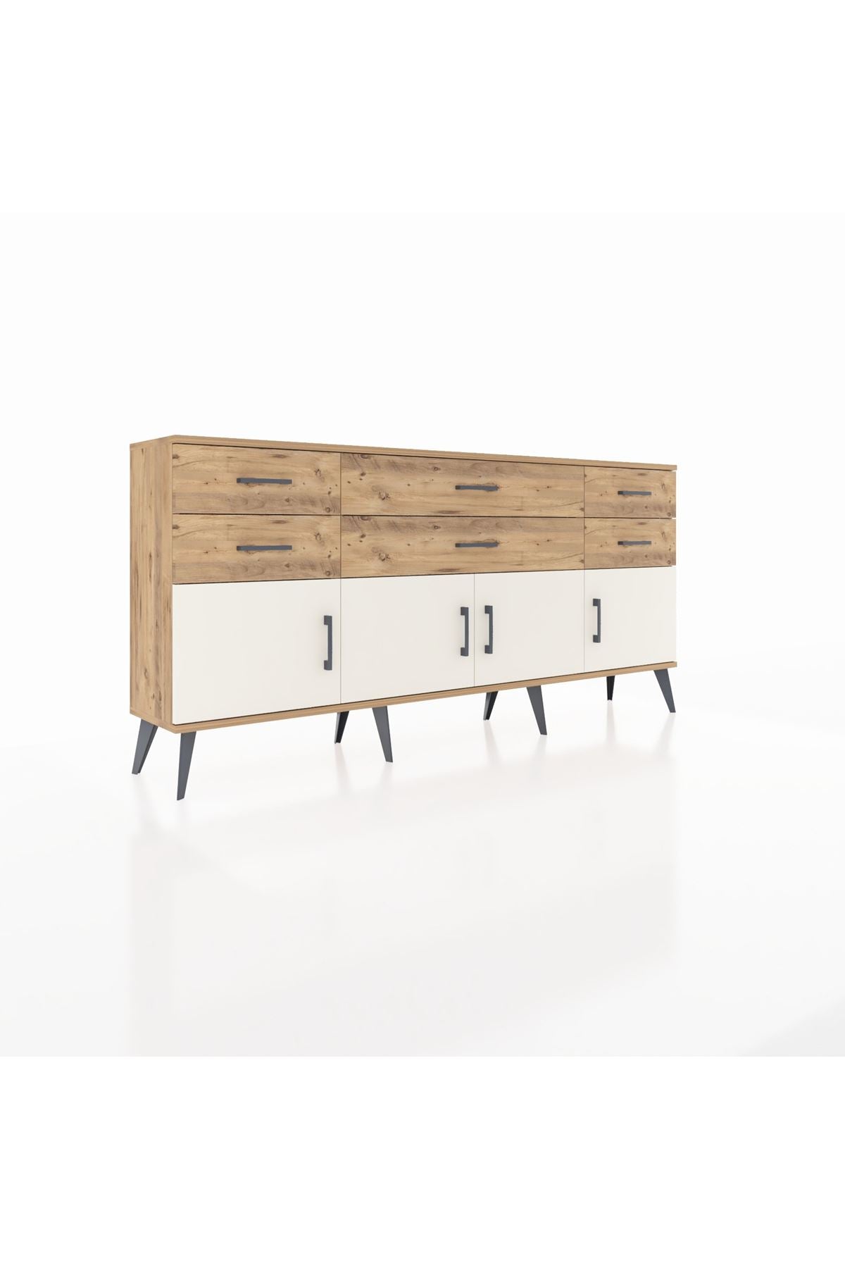 Arges Konsol 2 Raflı 6 Çekmeceli 4 Kapaklı 176x30x83 - S148M003V24A
