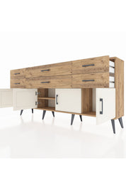 Arges Konsol 2 Raflı 6 Çekmeceli 4 Kapaklı 176x30x83 - S148M003V24A