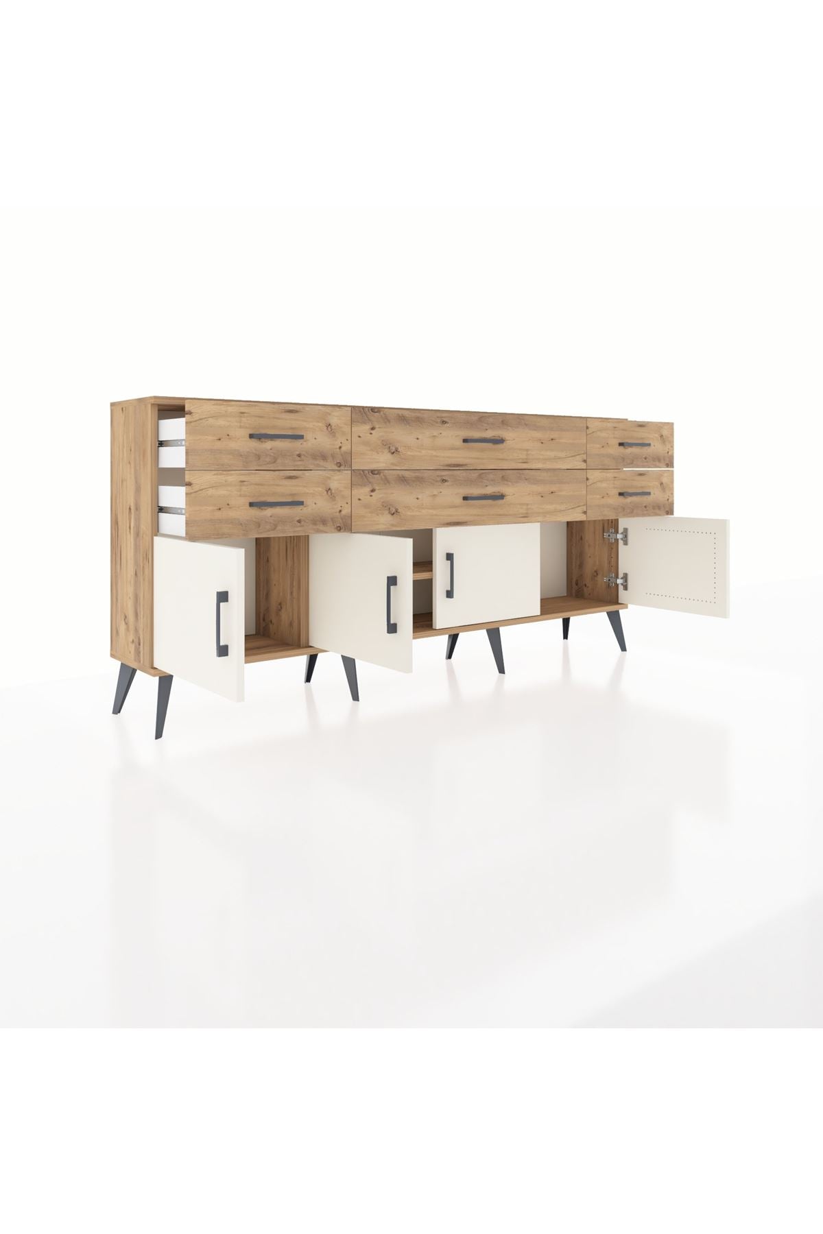 Arges Konsol 2 Raflı 6 Çekmeceli 4 Kapaklı 176x30x83 - S148M003V24A