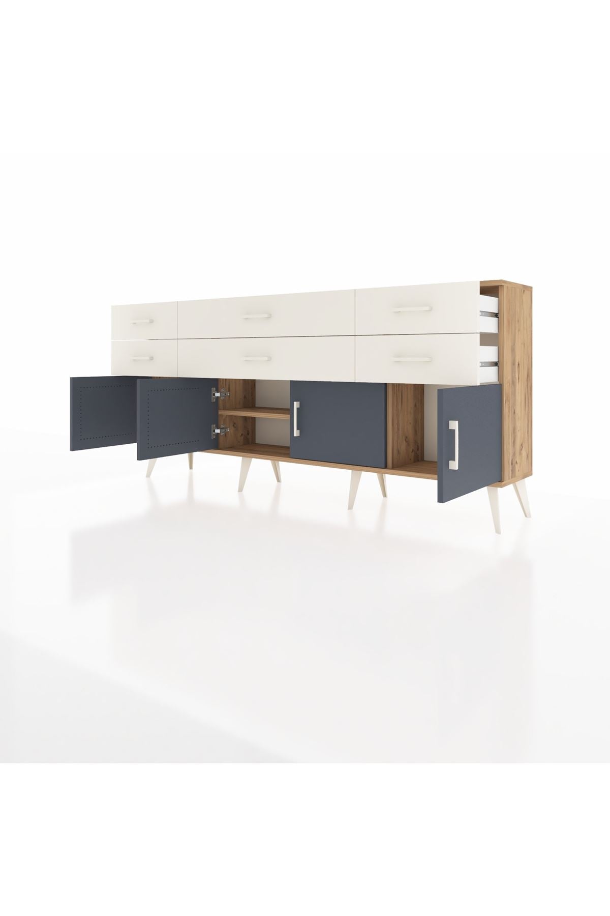 Arges Konsol 2 Raflı 6 Çekmeceli 4 Kapaklı 176x30x83 - S148M003V25A