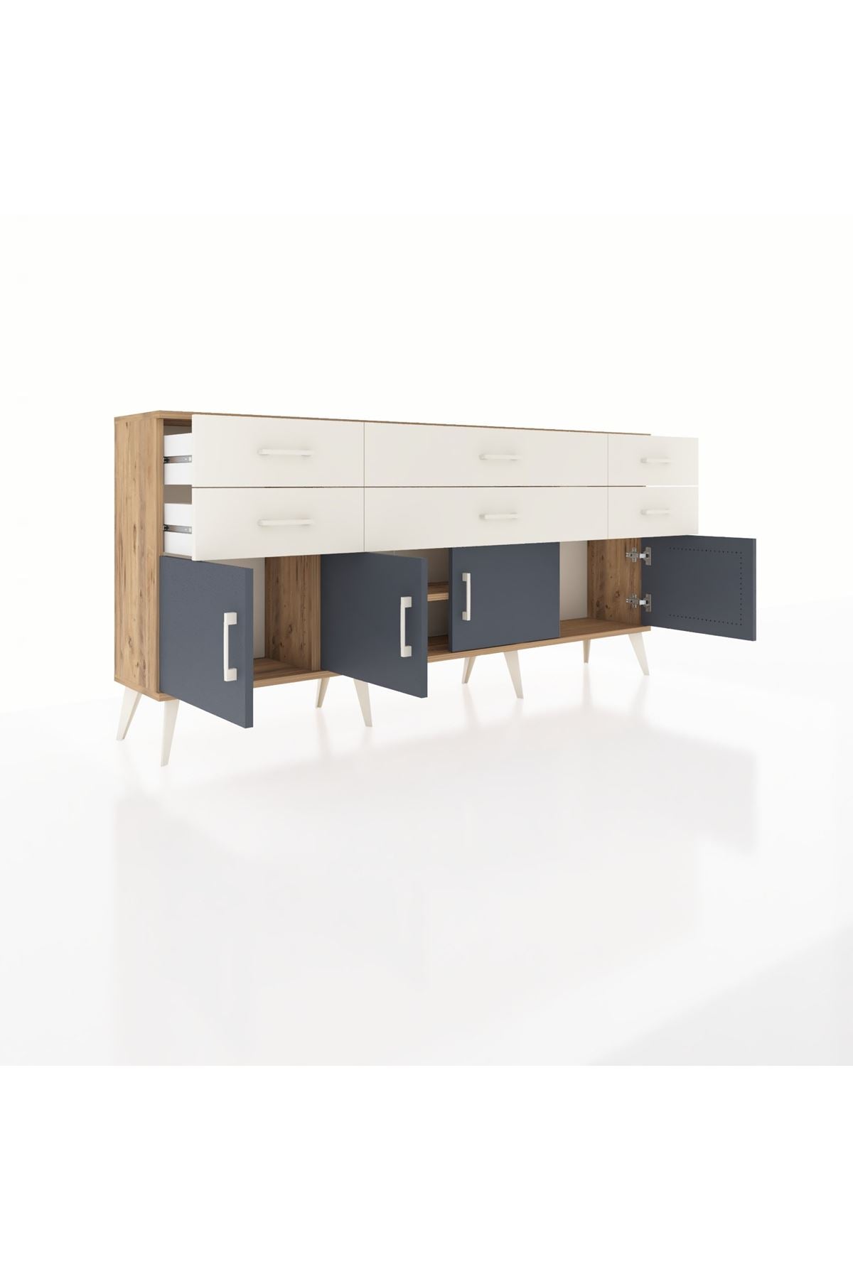 Arges Konsol 2 Raflı 6 Çekmeceli 4 Kapaklı 176x30x83 - S148M003V25A