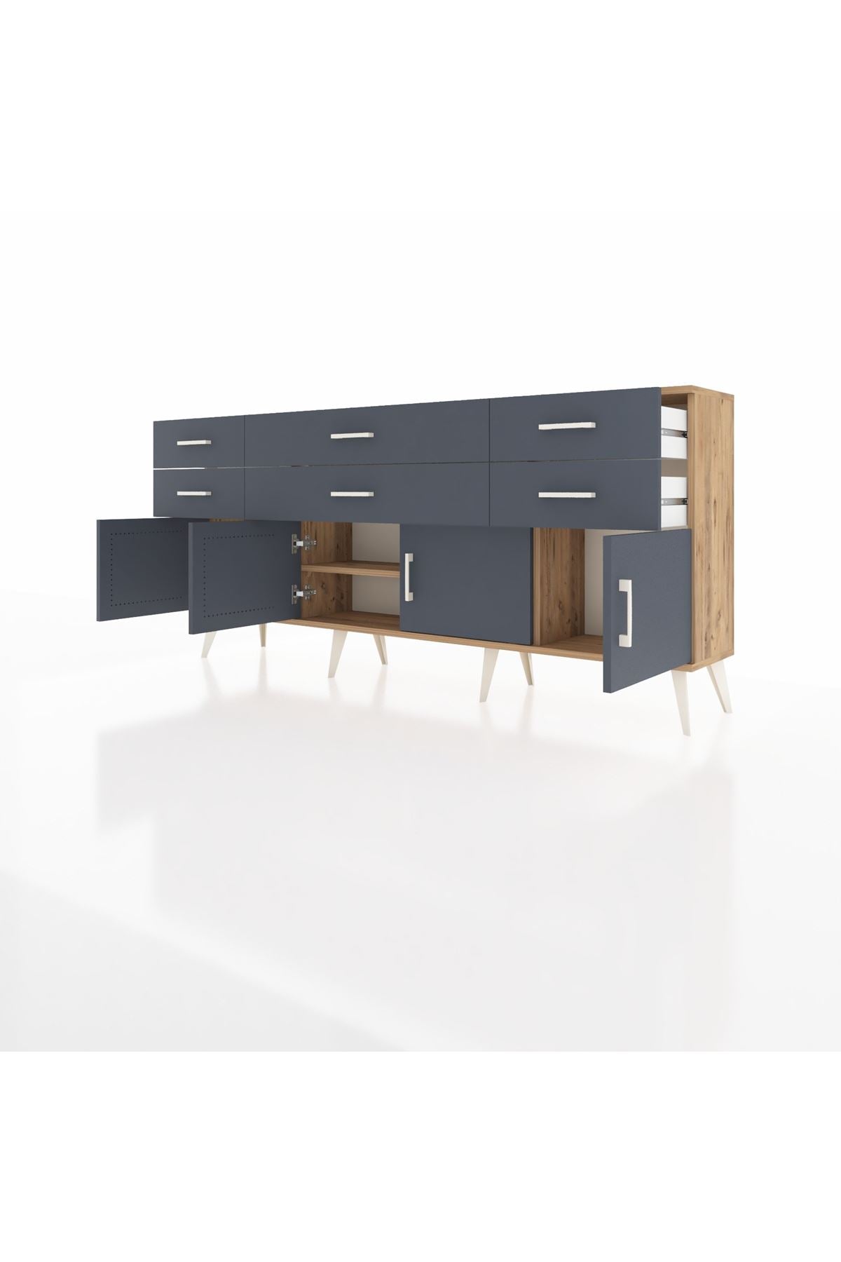 Arges Konsol 2 Raflı 6 Çekmeceli 4 Kapaklı 176x30x83 - S148M003V26A