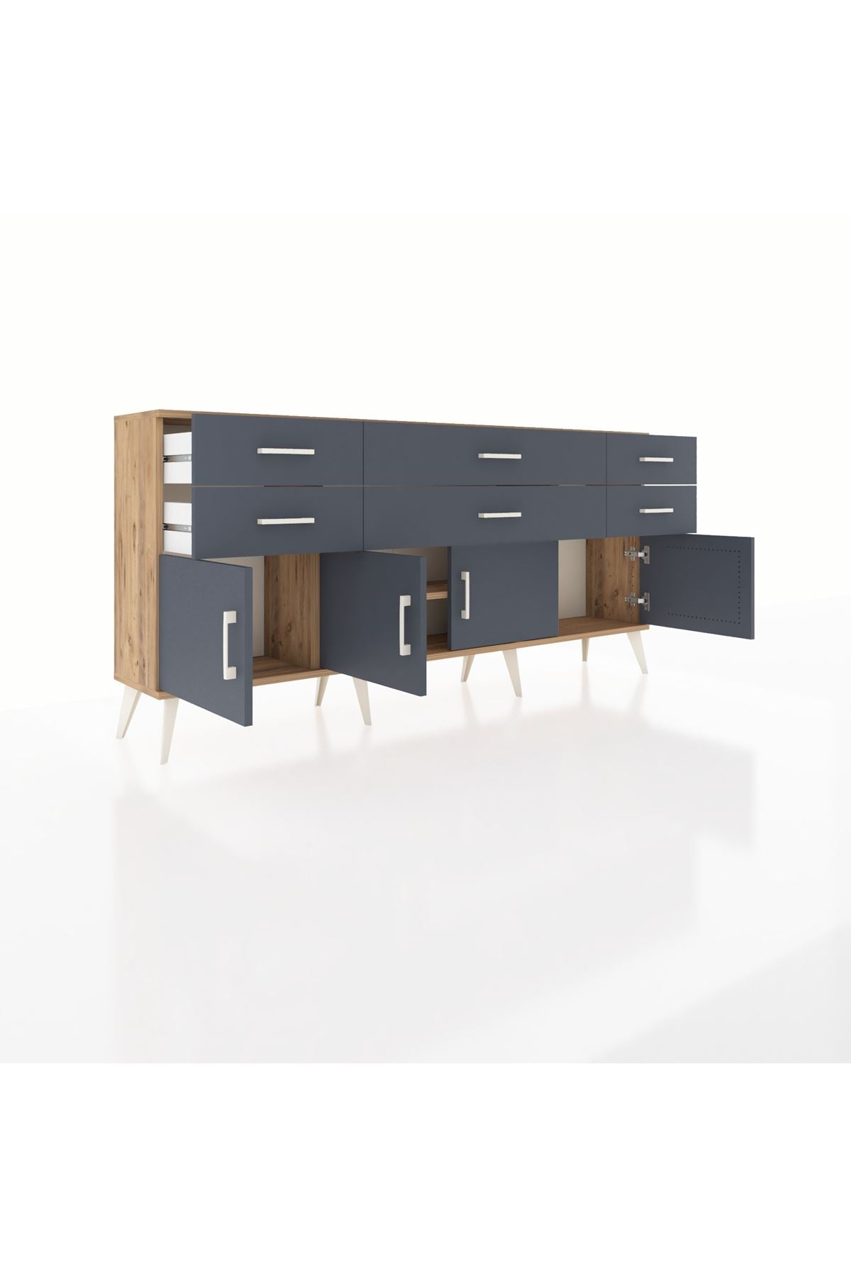 Arges Konsol 2 Raflı 6 Çekmeceli 4 Kapaklı 176x30x83 - S148M003V26A