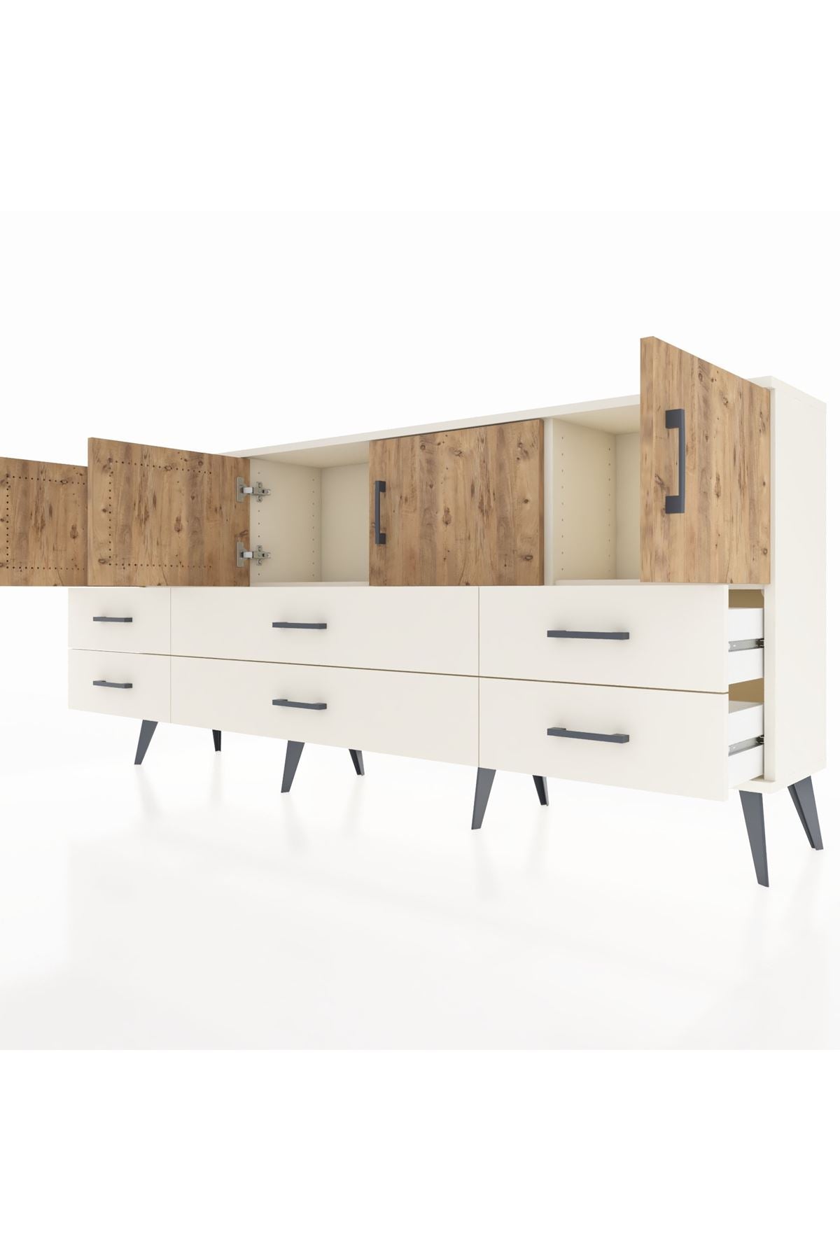 Arges Konsol 3 Raflı 6 Çekmeceli 4 Kapaklı 176x30x83 - S148M004V01A
