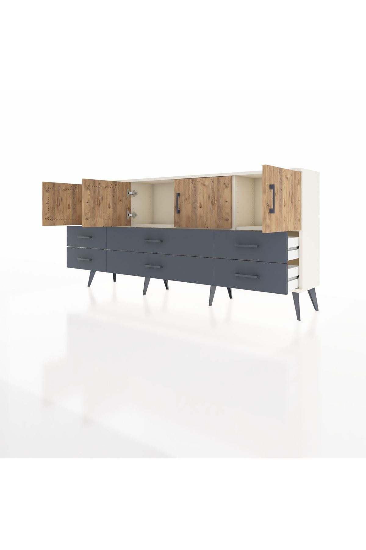 Arges Konsol 3 Raflı 6 Çekmeceli 4 Kapaklı 176x30x83 - S148M004V02A