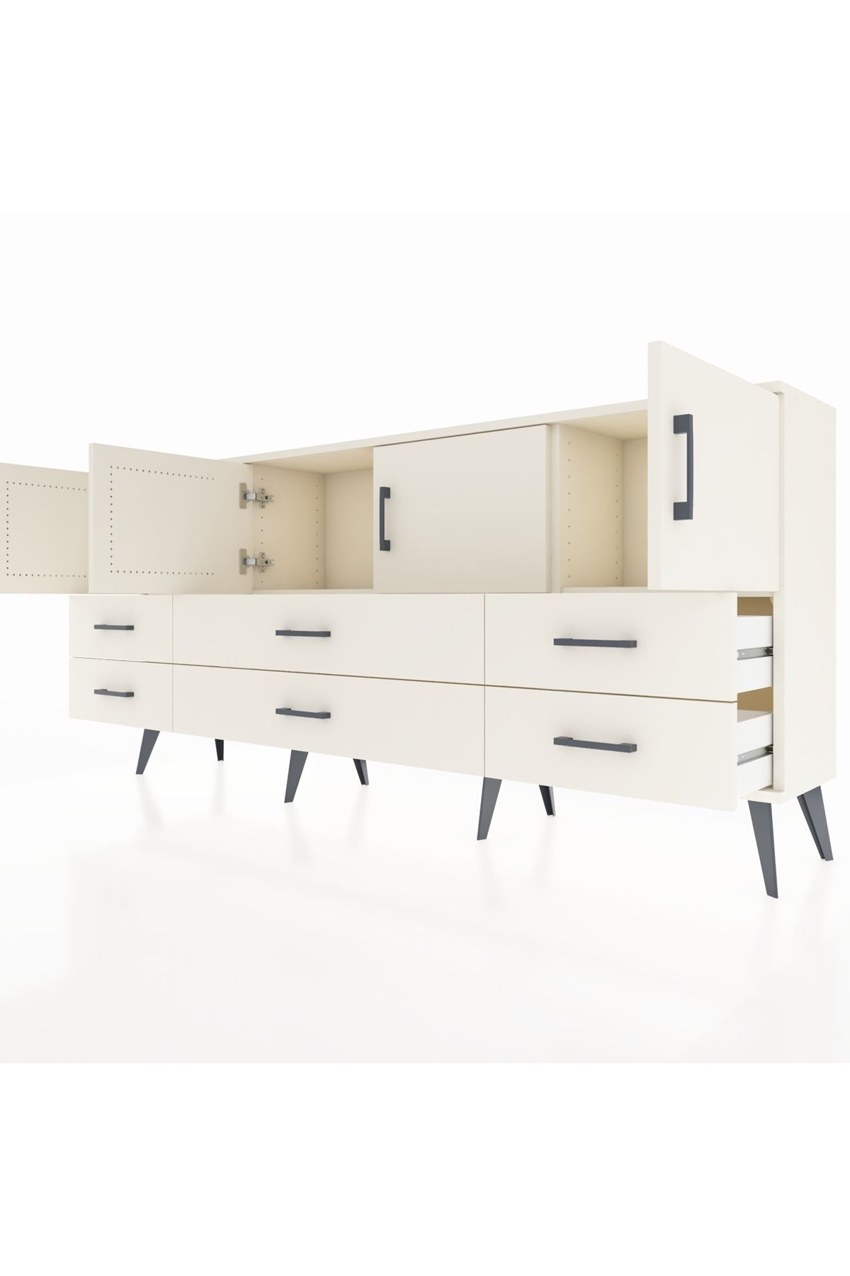 Arges Konsol 3 Raflı 6 Çekmeceli 4 Kapaklı 176x30x83 - S148M004V04A