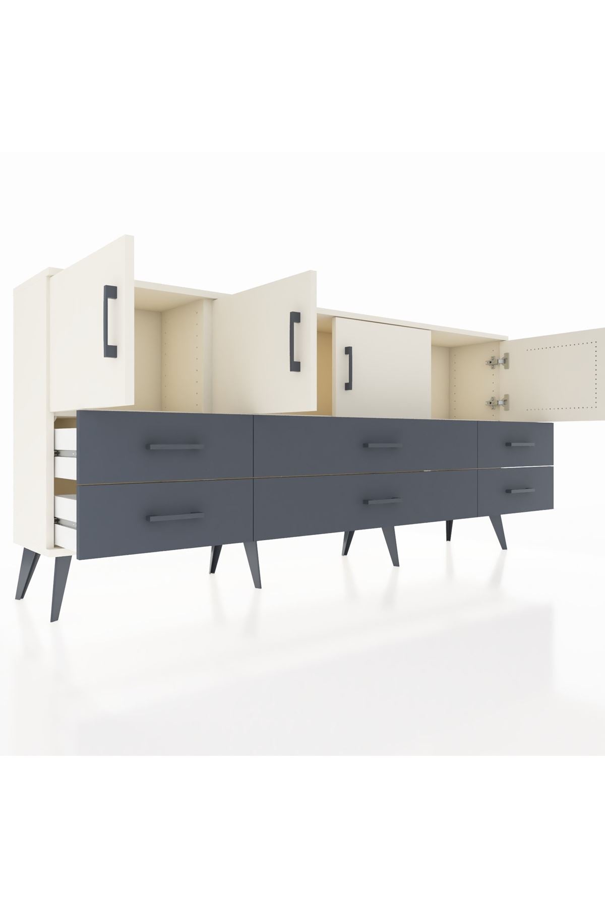 Arges Konsol 3 Raflı 6 Çekmeceli 4 Kapaklı 176x30x83 - S148M004V05A