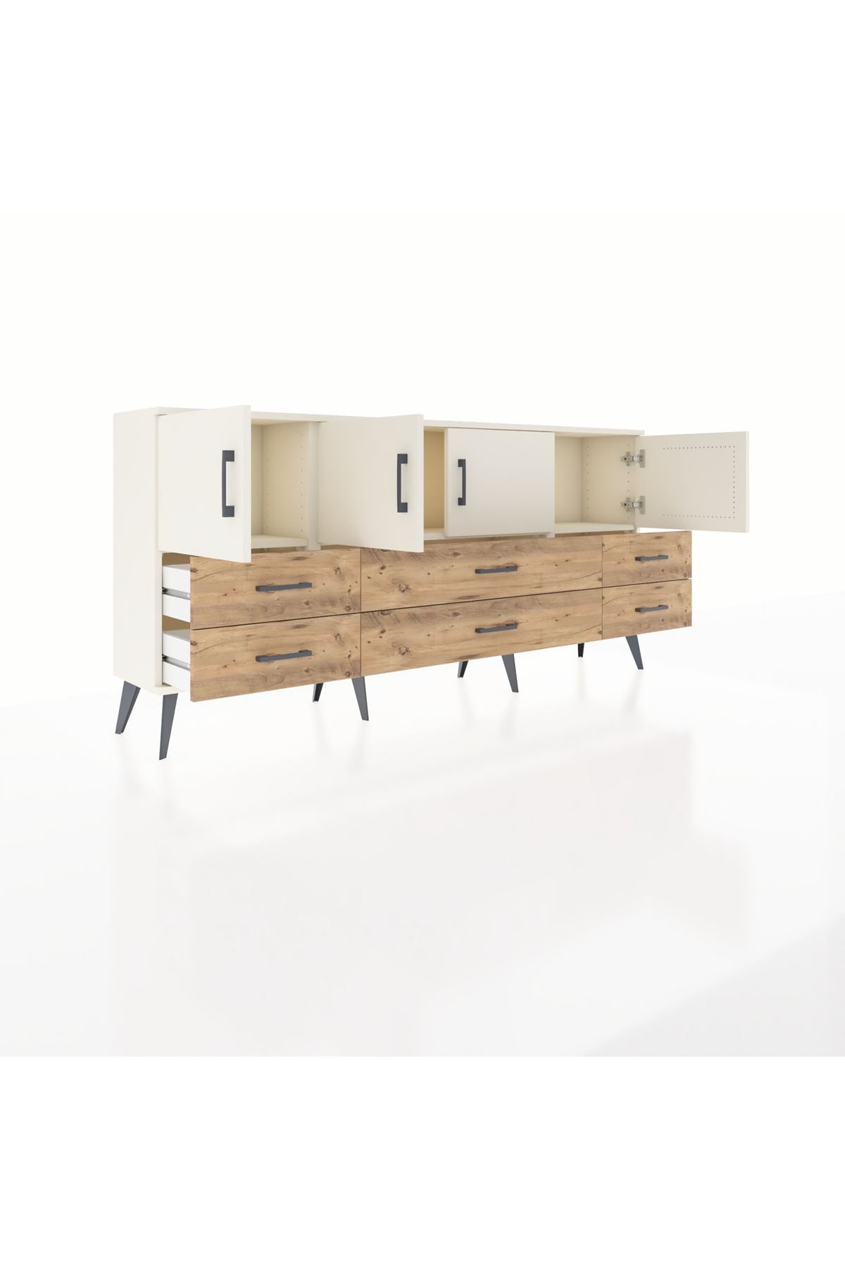 Arges Konsol 3 Raflı 6 Çekmeceli 4 Kapaklı 176x30x83 - S148M004V06A